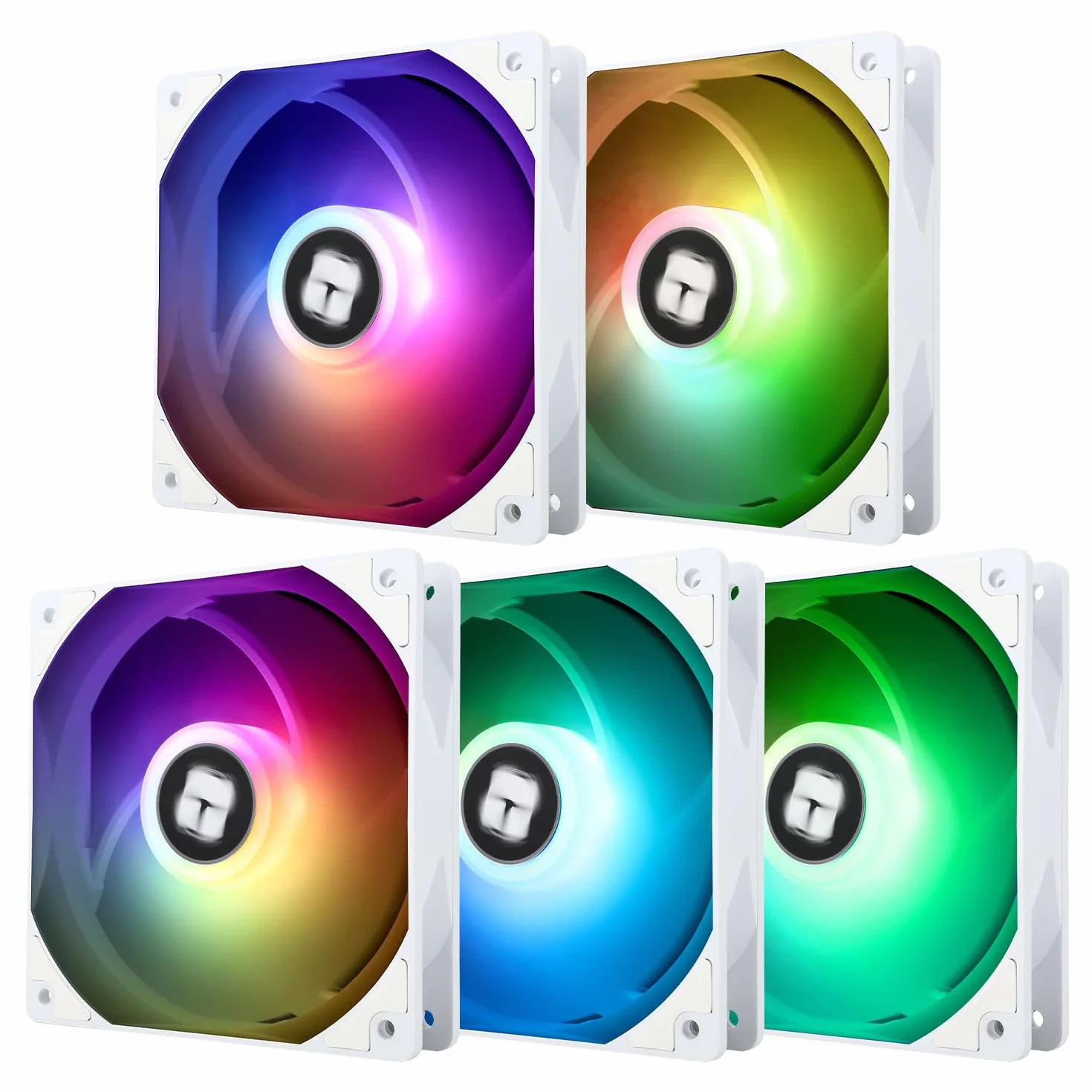 TR-Thermalright TL-C12CW-S X5 Ventola PWM ARGB per CPU da 120mm, Raffreddamento silenzioso a 1550RPM, Ventola CPU bianca confezione da 5, Abbinabile a case/dissipatore CPU