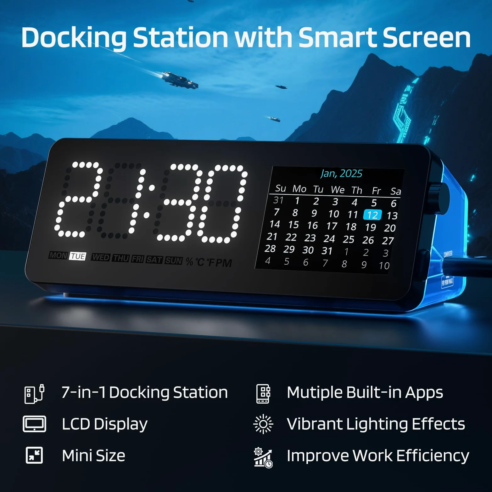 LTC DS071P Docking Station, RGB, HDMI, Nero, con Pannello di Controllo