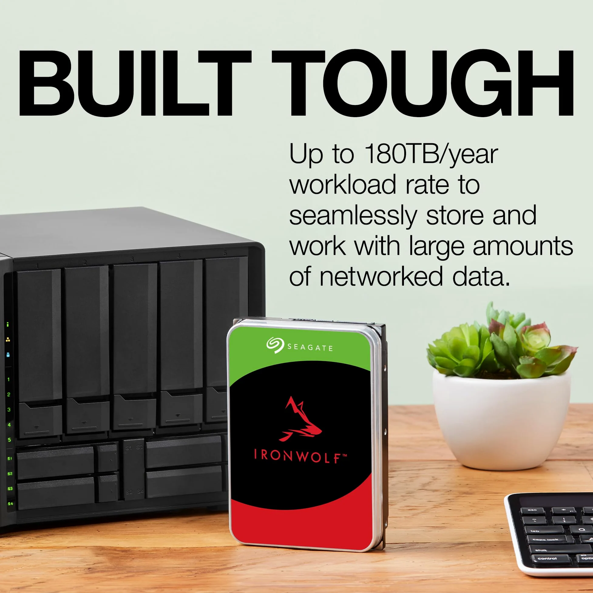Seagate 10 TB IronWolf NAS 3.5 Inch Hard Drive ST10000VN0008 (SATA 6 Gb/s/256 MB/7200 RPM)