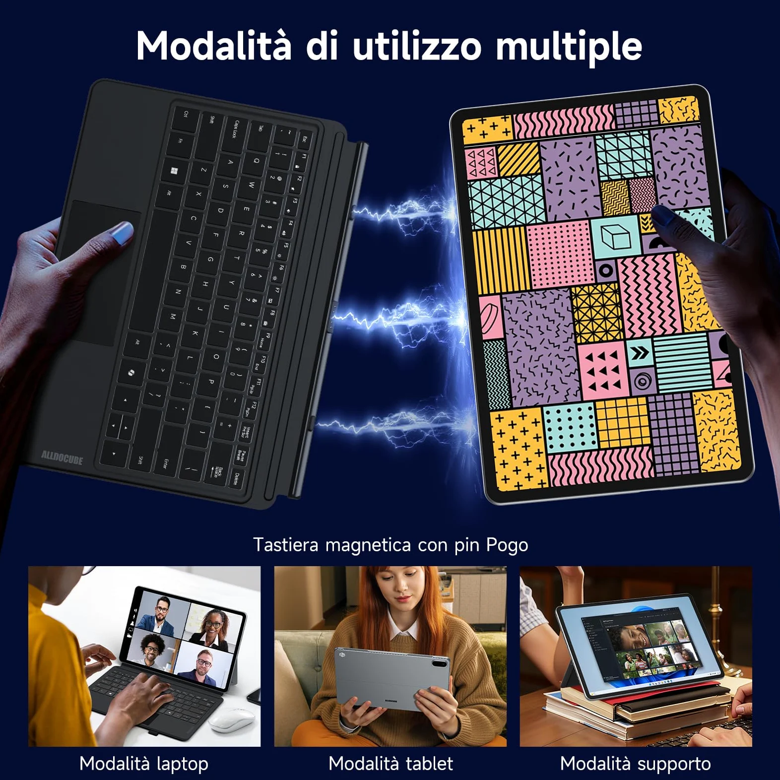 ALLDOCUBE Tablet 2-in-1 da 13 pollici con Tastiera e Stilo, Laptop Win 11 Home Intel Core Ultra 5 125H, PC Touchscreen 16GB RAM+1TB SSD, Display 2,5K, PD 65W, WiFi 6, QWERTY