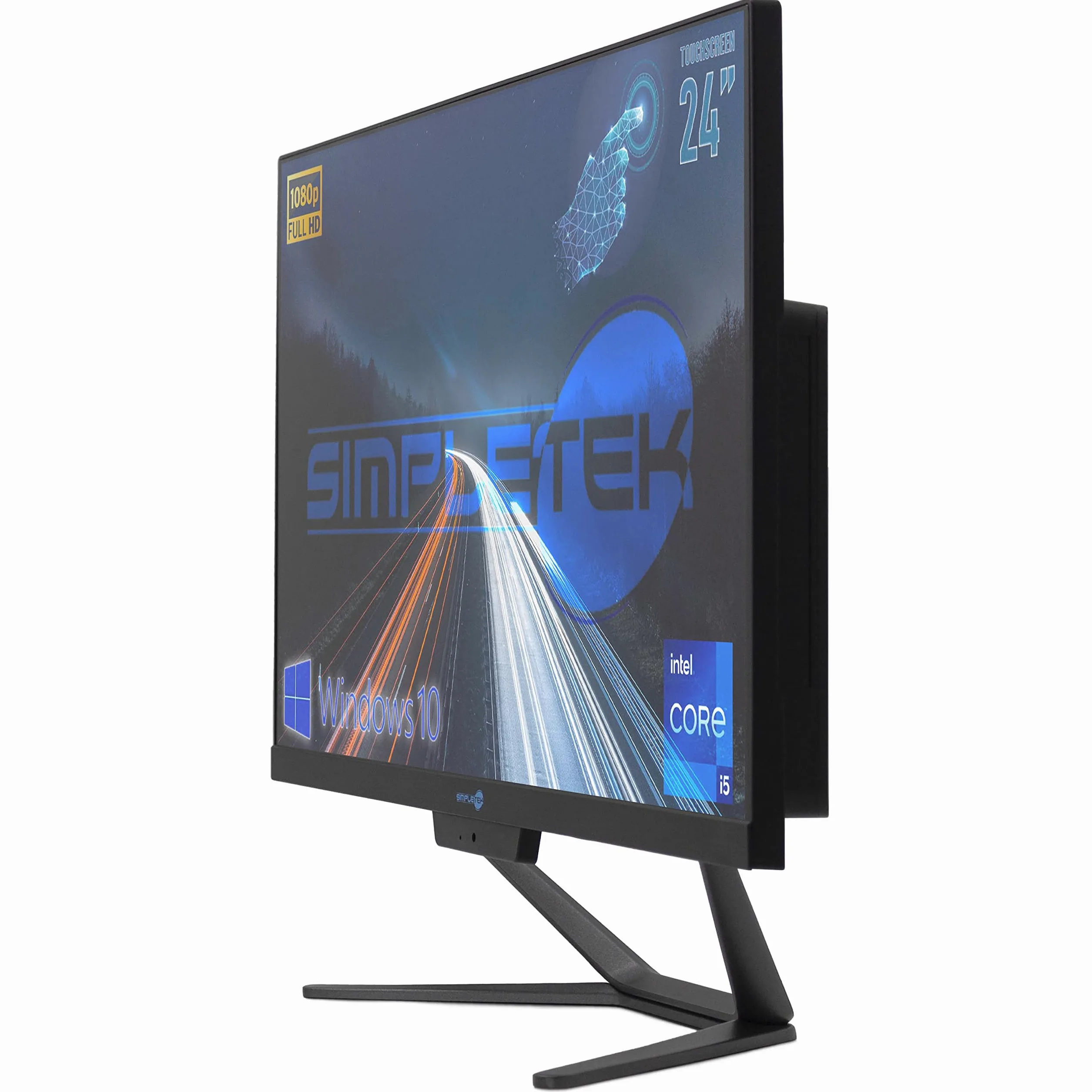 SIMPLETEK PC All in One 24” TouchScreen Full HD Core i5 Fino a 3.20GHz | Windows 10 Pro 8GB RAM SSD 240GB | Webcam integrata WiFi5 Bluetooth 4.2 Desktop Computer Fisso Aio