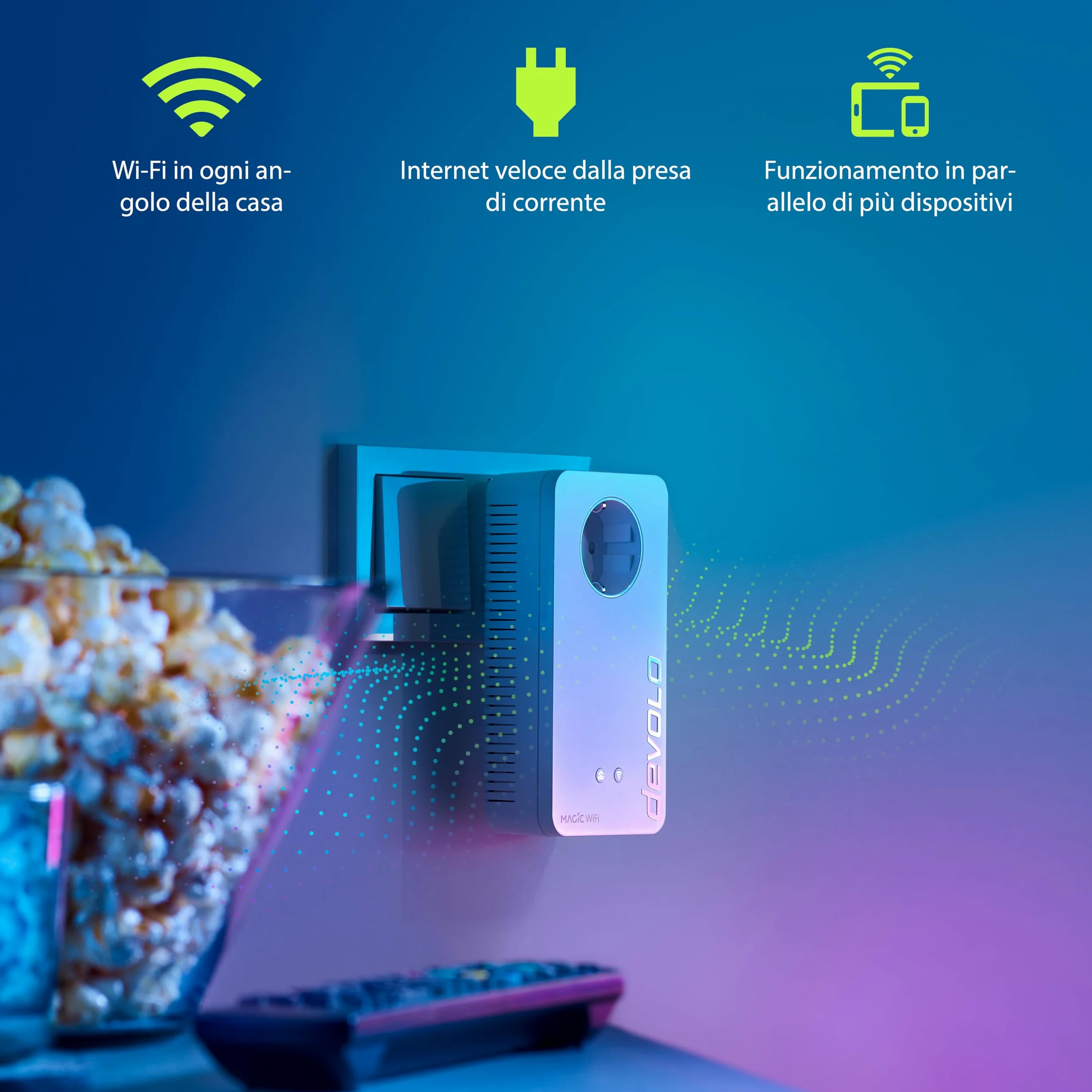 devolo Magic 2 WiFi 6 next Starter Kit, adattatore Wi-Fi Powerline, fino a 3.000 Mbps, presa Wi-Fi, 2 porte LAN Gigabit, bianco