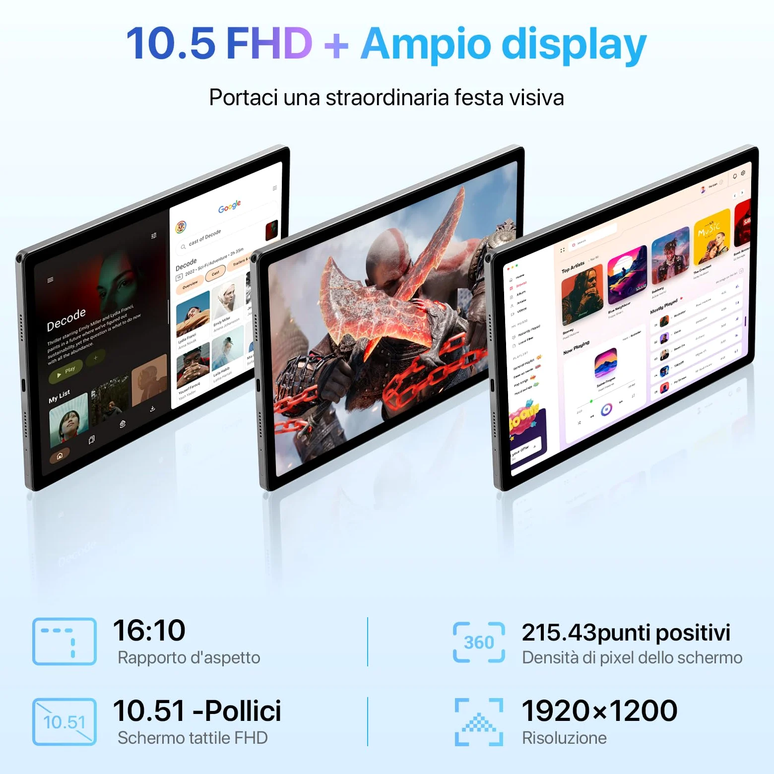 UMIDIGI A13 Tab Tablet 10.51 pollici 2K FHD LCD, 16GB RAM +128GB ROM, Tablet con SIM Slot, 4 Altoparlanti Stereo, Batteria 7500mAh, Dual SIM 4G LTE & GPS & WiFi & Bluetooth, Widevine L1