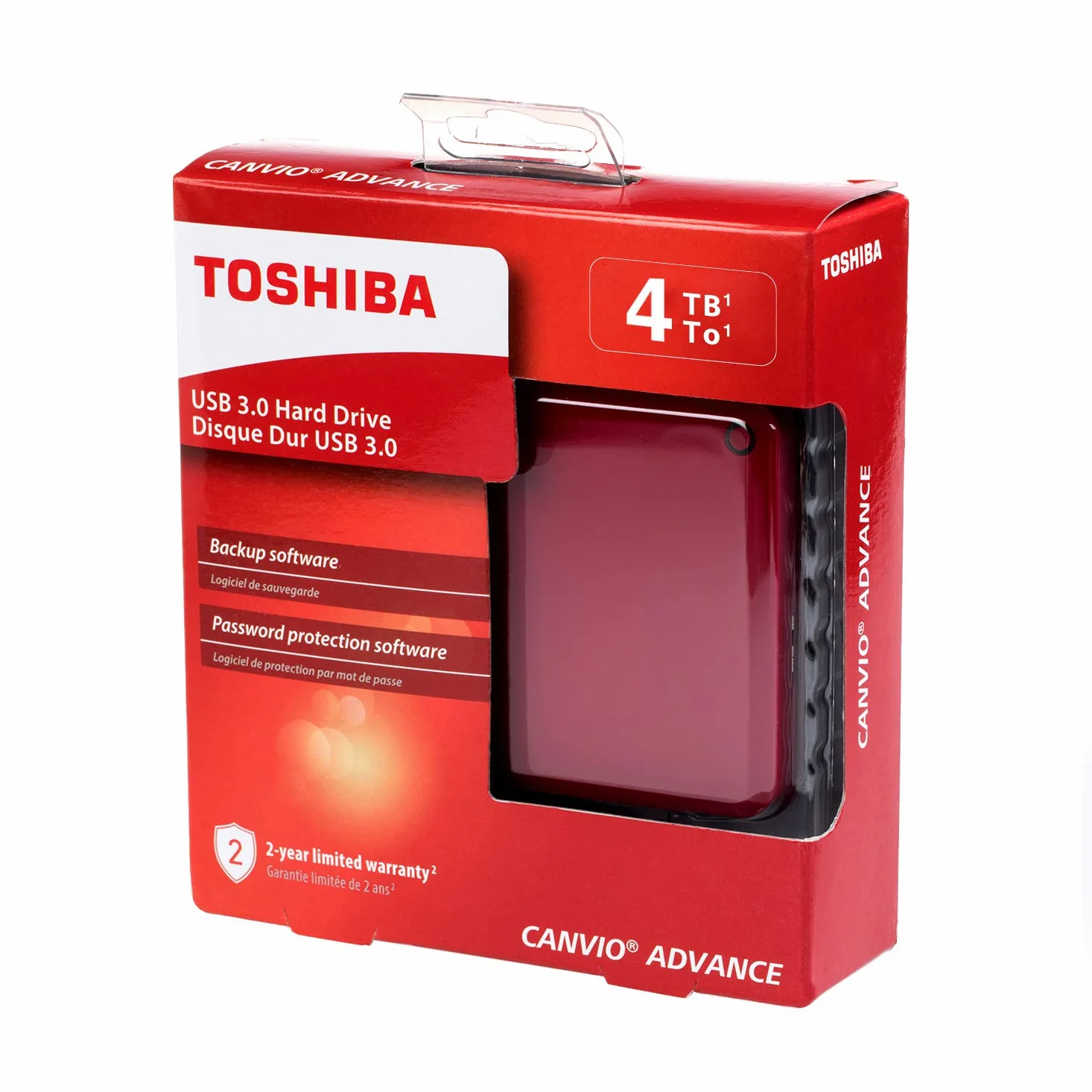 Toshiba Canvio - Hard disk esterno USB 3.0 rosso Rosso 4 TB
