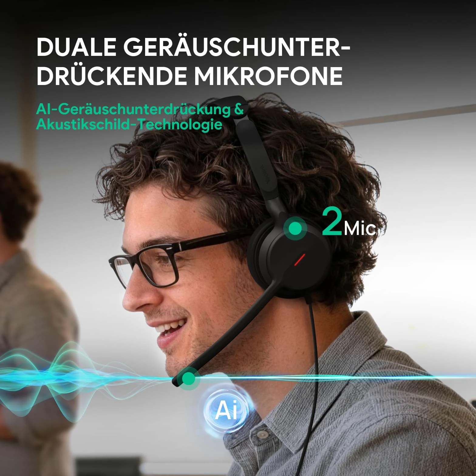 Yealink UH44 Cuffie con microfono, auricolari stereo USB con cancellazione del rumore, cuffie cablate per PC, call center, ufficio con indicatore di stato, USB-C/A, certificate Teams.