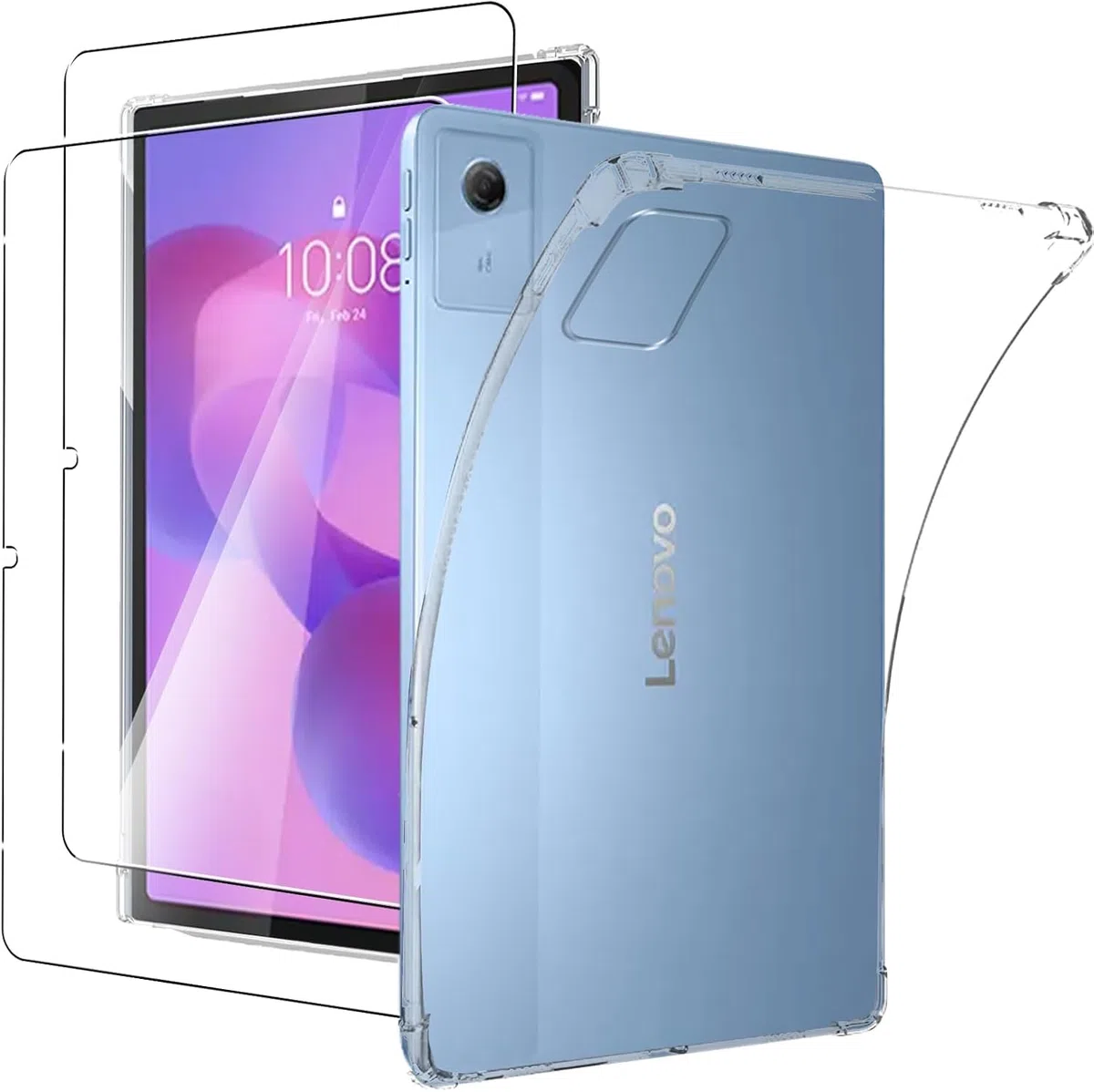 MEMELOKA Custodia per Lenovo Idea Tab Tablet 11 Pollici (TB336FU) + 2 Pezzi Vetro Temperato, Cover Protezione in TPU Morbido Ultra-Sottile con Airbag in Silicone Rinforzato