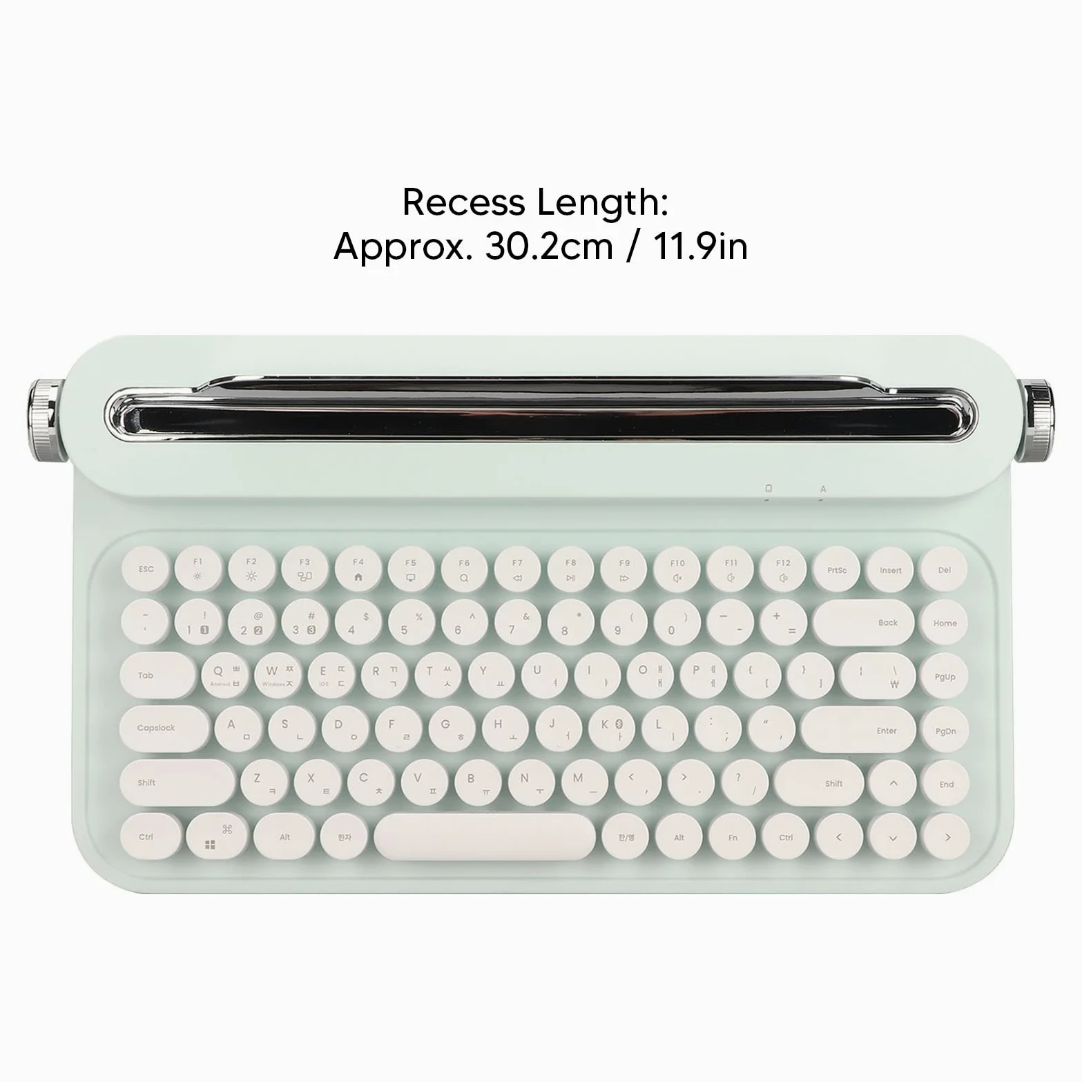 Dpofirs Tastiera da scrivere retrò, 86 tasti, tastiera Bluetooth vintage, tastiera portatile senza fili con supporto integrato per Windows per iOS (verde menta)