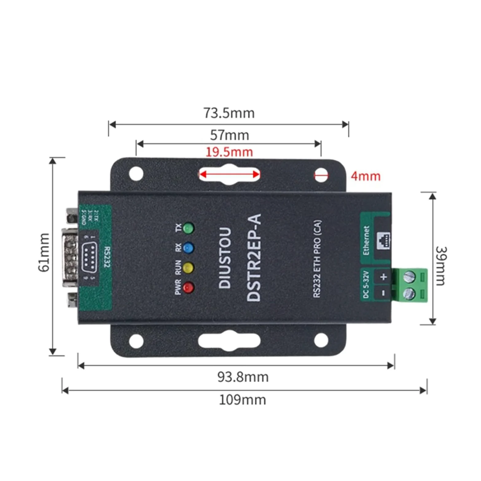 Server modulo Ethernet RS232 maschio a RJ45 RS485 a RJ45 per modulo Ethernet industriale