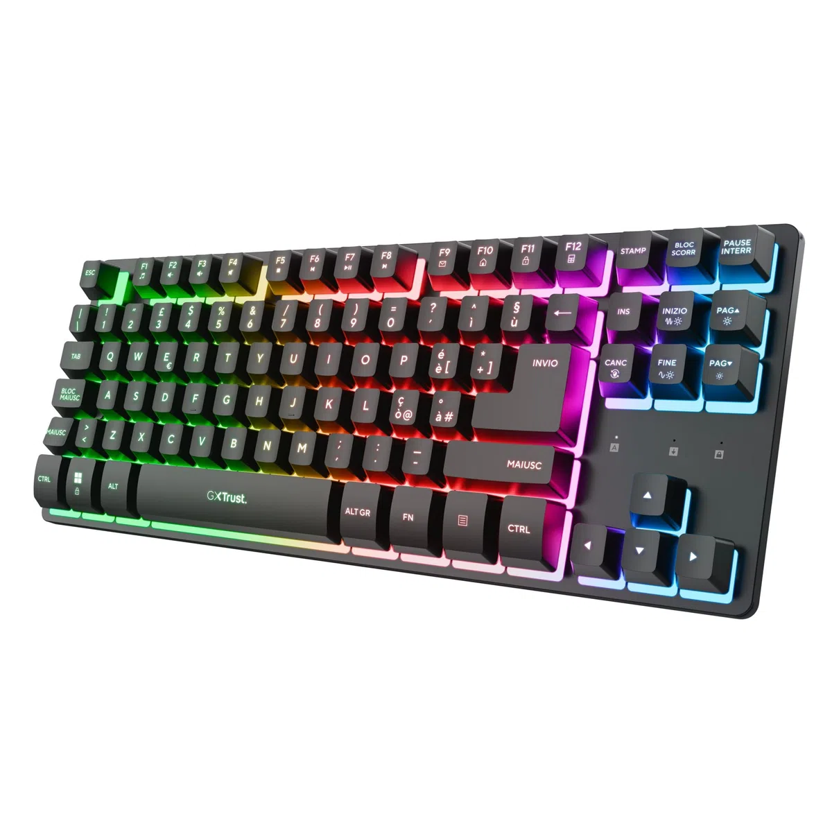 GXTrust 1831 Dothix Tastiera Gaming Wireless TKL Italiano QWERTY, Design Compatto, RGB 2.4GHz, Batteria de 420 Ore, Tastiera Ricaricabile Retroilluminata LED, Keyboard 80% per PC Laptop, Nero