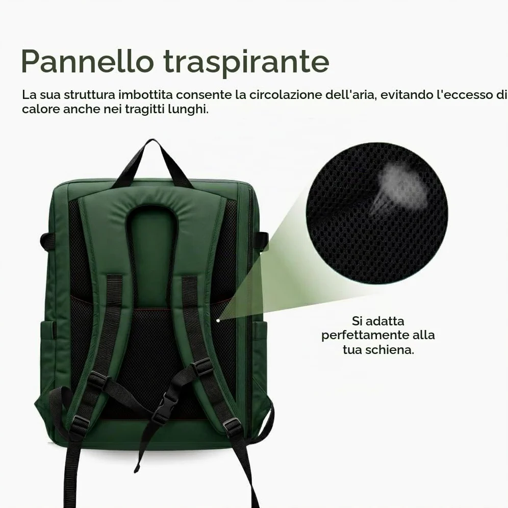 Zaino arrotolabile, impermeabile, espandibile, 20-25 l, con accesso rapido, portatile, casual, unisex, leggero, organizer, maniglia torlley, spallacci imbottiti, viaggi, lavoro, università, Verde