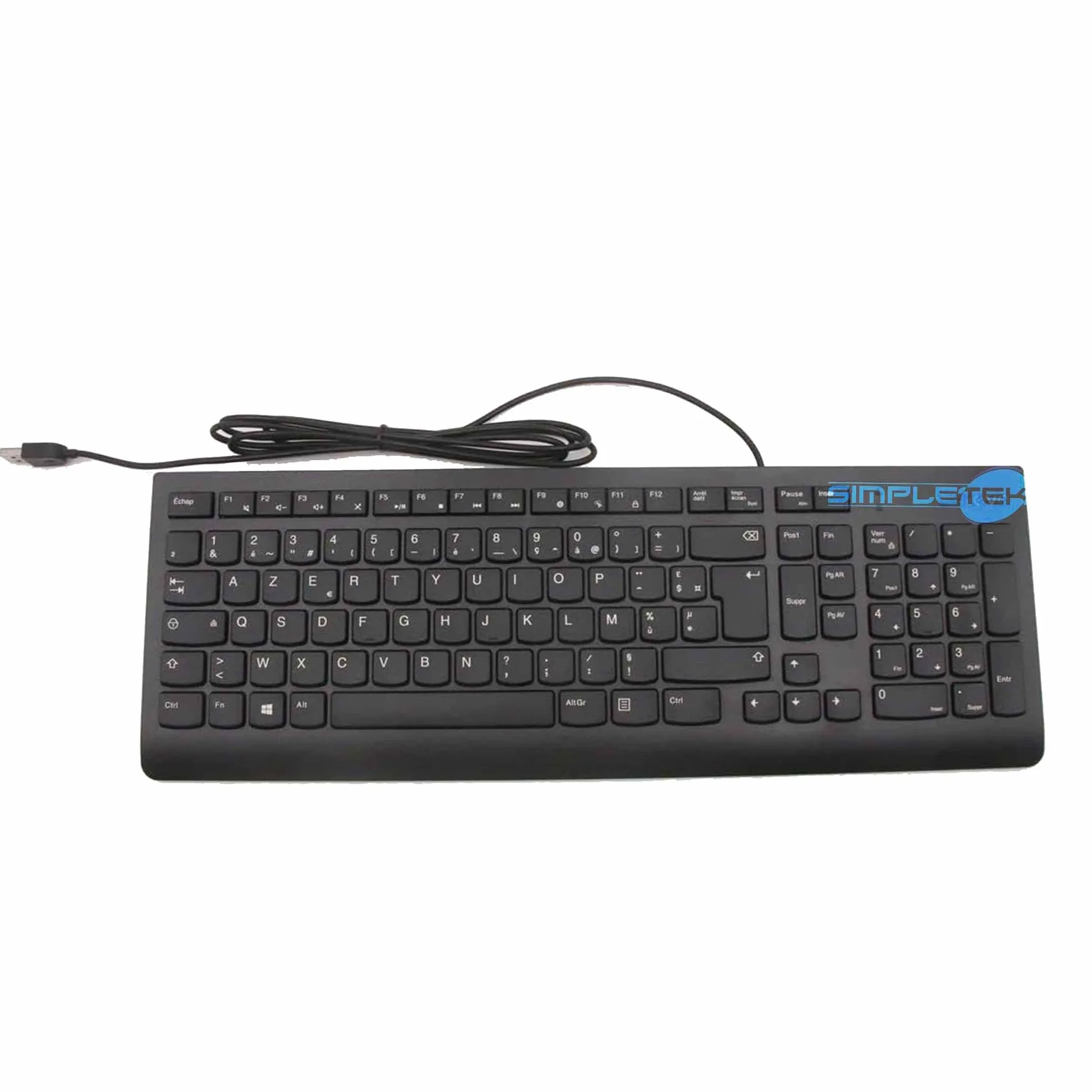 SIMPLETEK - Tastiera cablata USB layout francese AZERTY full-size con tasti multimediali e protezione schizzi, 1,8m