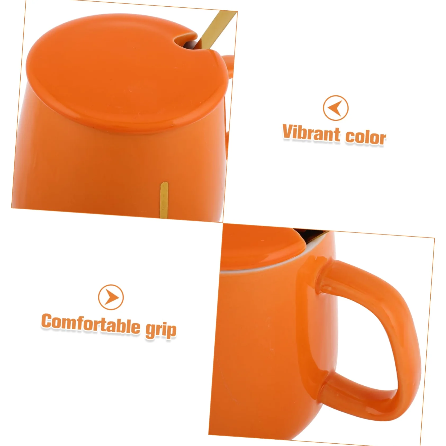 Scalda Tazza Elettrico in Ceramica Arancia con Funzione Antiscivolo e Antiscaldamento, per Ufficio e Feste di Natale con Coperchio e Cucchiaio