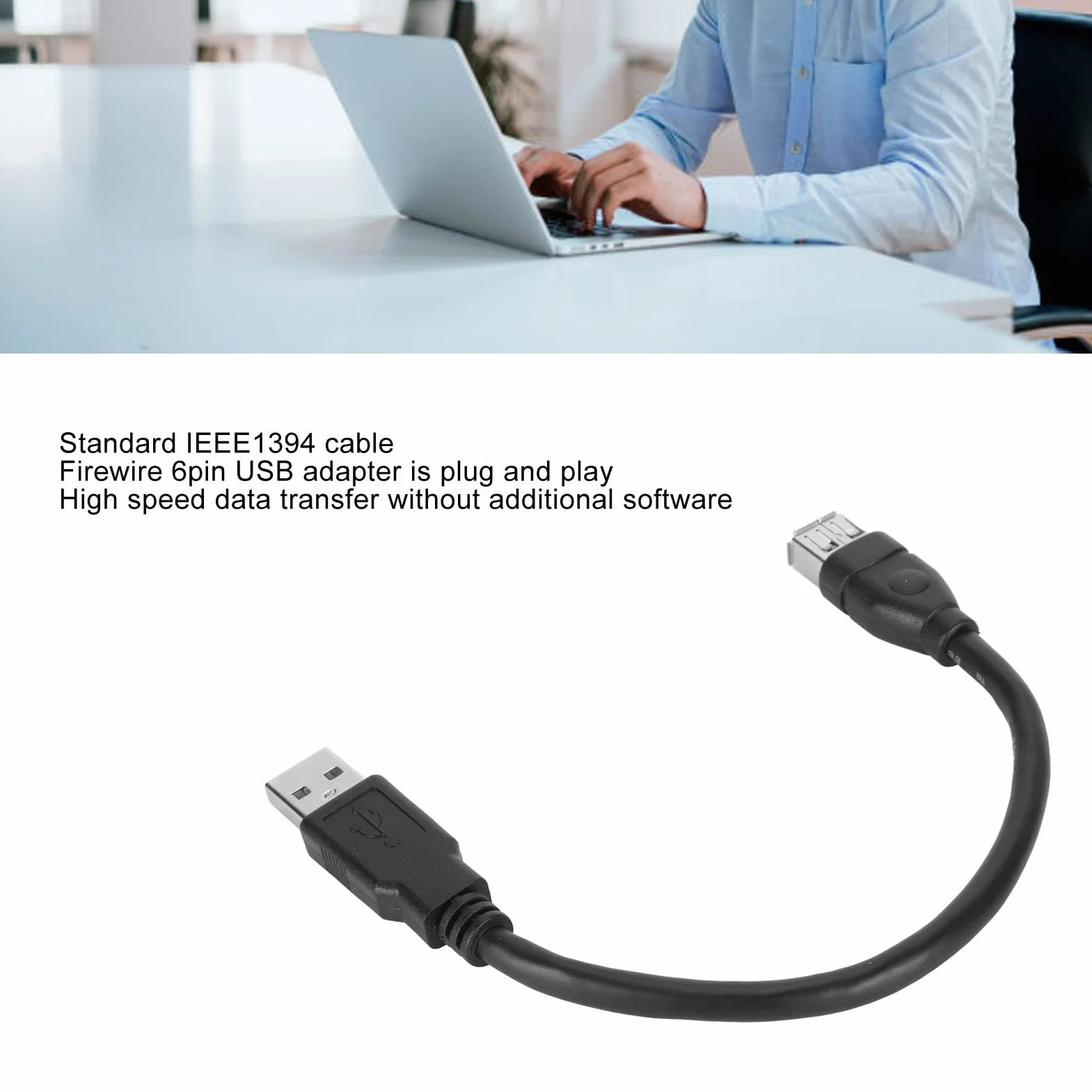 Tonysa Cavo Adattatore Firewire 1394 da 6 Pin Femmina a USB 2.0, Plug and Play, Cavo Flessibile per Fotocamera Digitale Firewire, per la Maggior Parte delle Videocamere DV