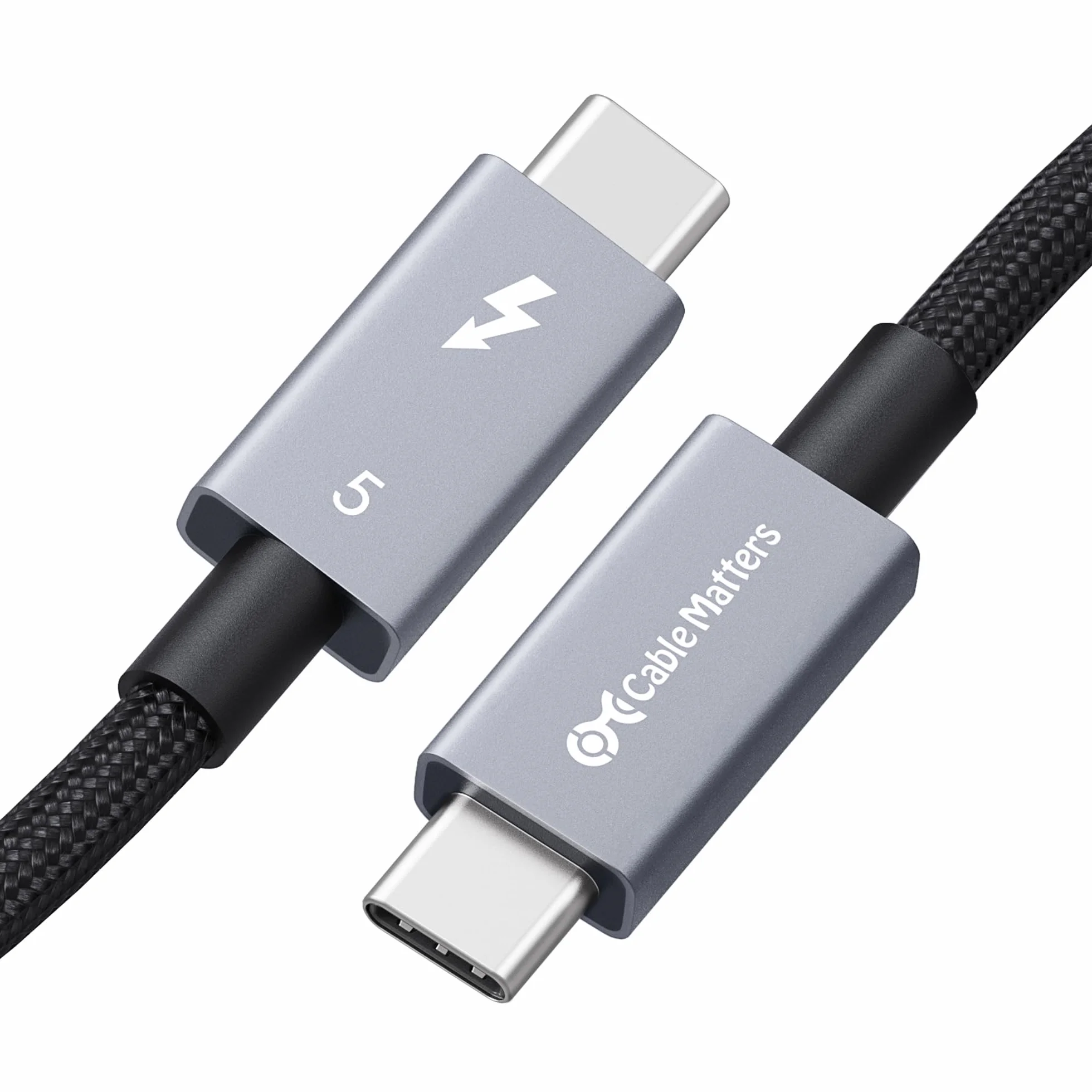 Cable Matters [Certificato Intel] Cavo Thunderbolt 5 intrecciato da 80 Gbps con aumento della larghezza di banda fino a 120 Gbps e ricarica da 240W - 1m, compatibile con Thunderbolt 4/3, USB4 e USB-C