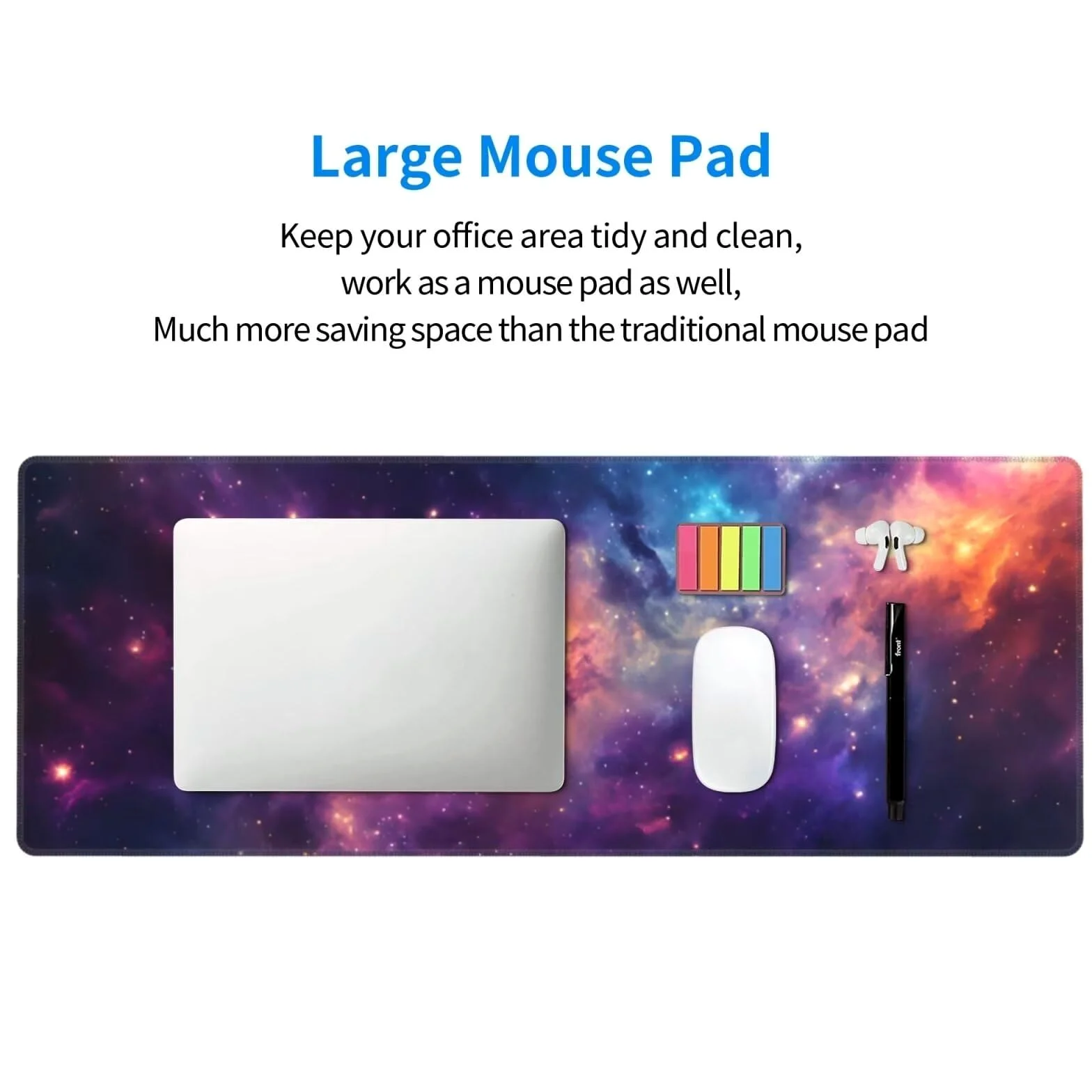 Tappetino Mouse, Tappetino Mouse Gaming Grande XXL 1500x800x3mm Tappetino Scrivania Mouse Pad, Base in Gomma Antiscivolo, Bordi Cuciti,Lavabile, Mousepad per Ufficio e Gaming (Dreamy Universe) R-512