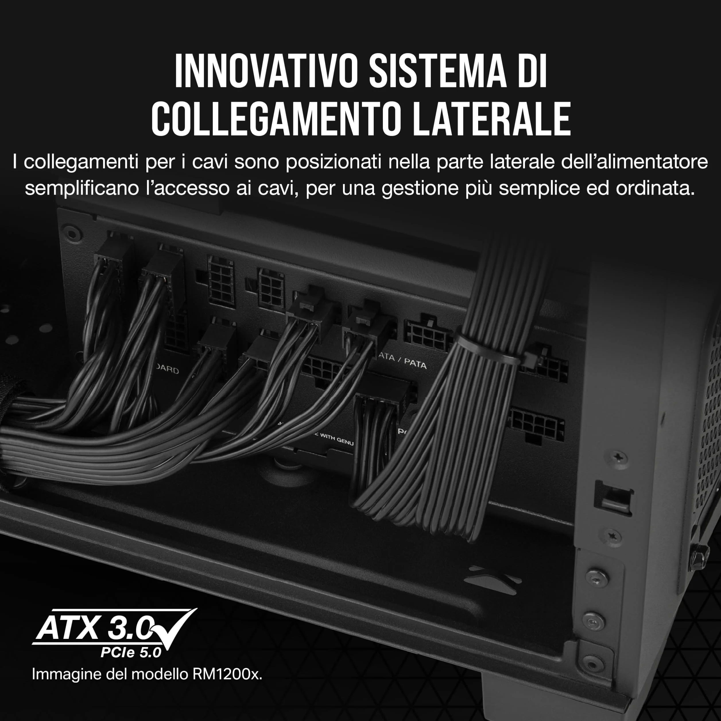 Corsair RM1000x SHIFT Alimentatore ATX Interamente Modulare - Interfaccia Laterale - Compatibilità con ATX 3.1 e PCIe 5.1 - Modalità della Ventola Zero RPM - Efficienza 80 PLUS