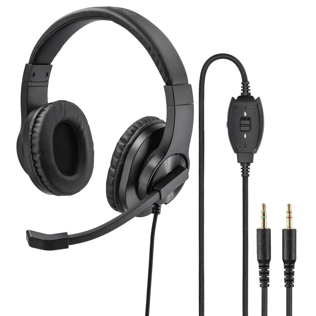 Hama Cuffie per PC Over Ear con microfono (cuffie con regolazione del volume e braccio microfono regolabile, per videoconferenze, home office, call center, eLearning, 2 connettori jack da 3,5 mm) nero