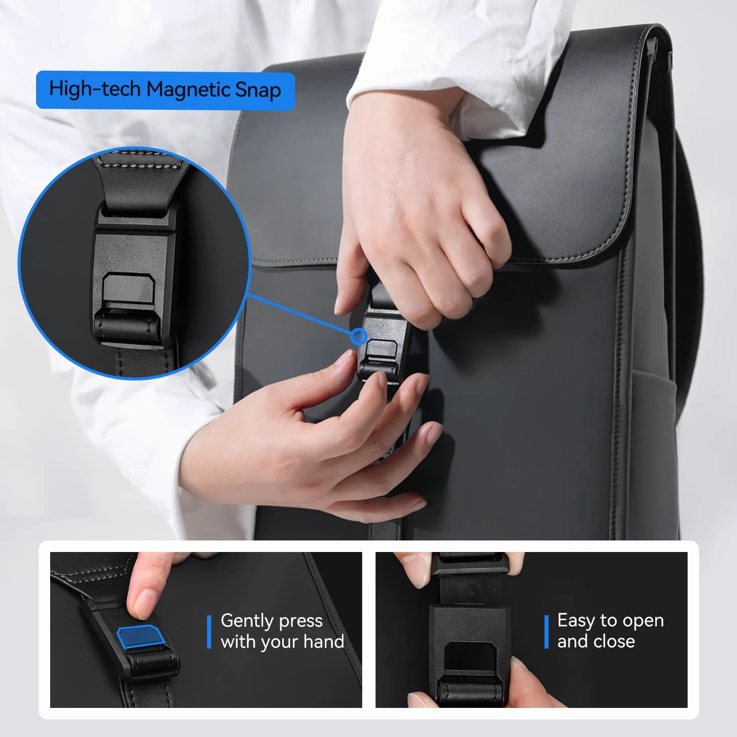 MARK RYDEN Zaino Uomo 15.6 Pollici, Impermeabile Zaini per PC portatili Progettato con Una Chiusura Magnetica Ad alta Tecnologia, Ideale per Lavoro, Viaggi, College Giornaliero - Nero