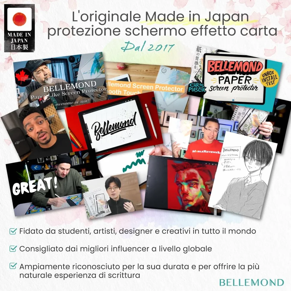 BELLEMOND | Pellicola Kent Paper realizzata in Giappone per iPad Air 11” (M3 2025 / M2 2024) | Per schizzi e appunti con superficie liscia | 2 pezzi
