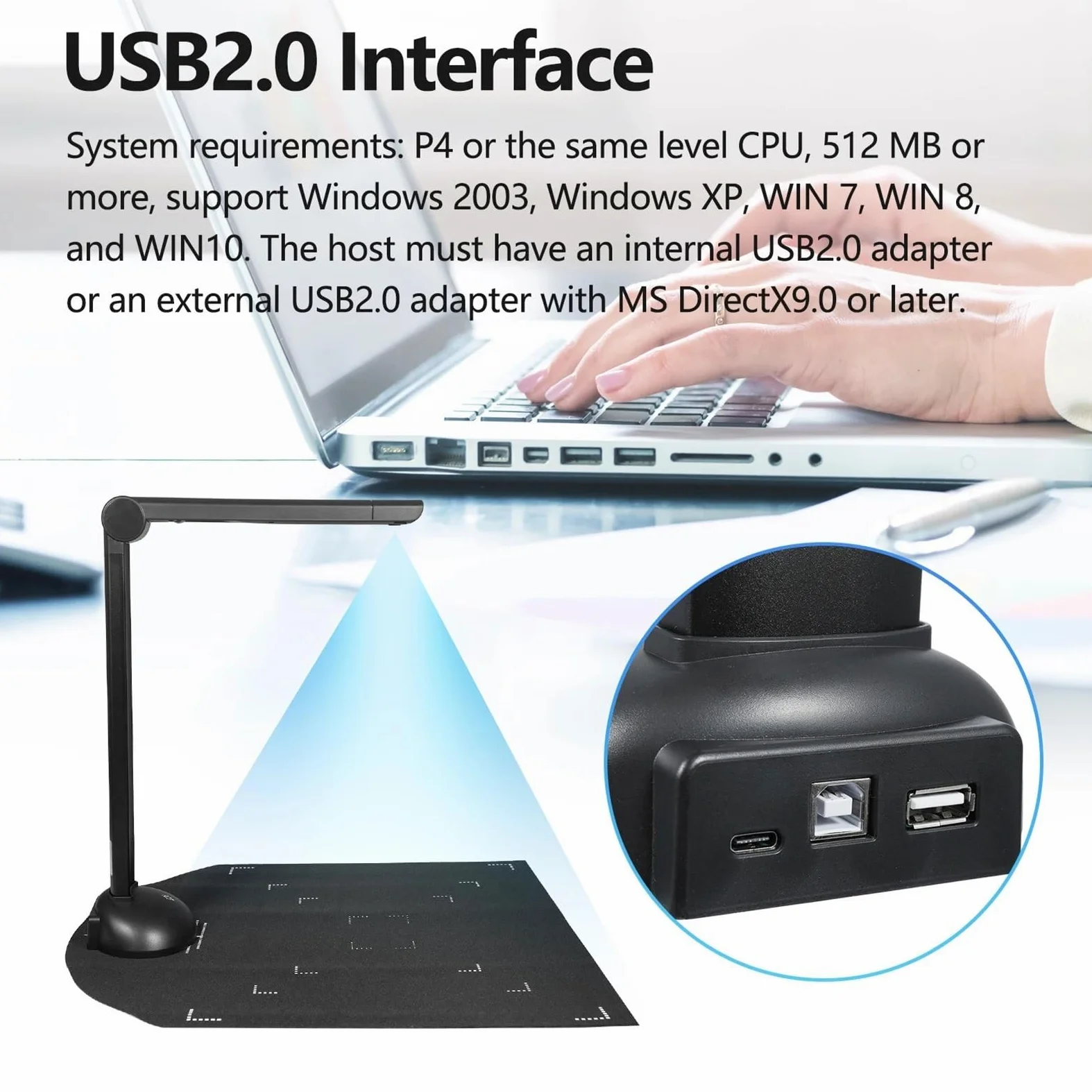 Scanner portatile, Scanner For Documenti Formato A3 A4 Con Luce Di Riempimento A LED HD Da 16 Megapixel, Scansione Ad Alta Velocità, Supporto OCR Multilingue
