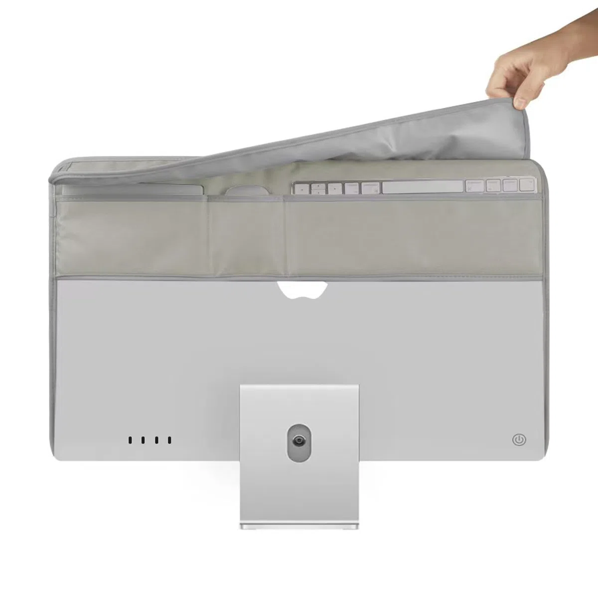 Copertura antipolvere per monitor iMac da 24 pollici, in pelle PU, antistatica, antipolvere, custodia protettiva per pannello LCD/LED/HD, copertura antipolvere per computer, con tasca posteriore