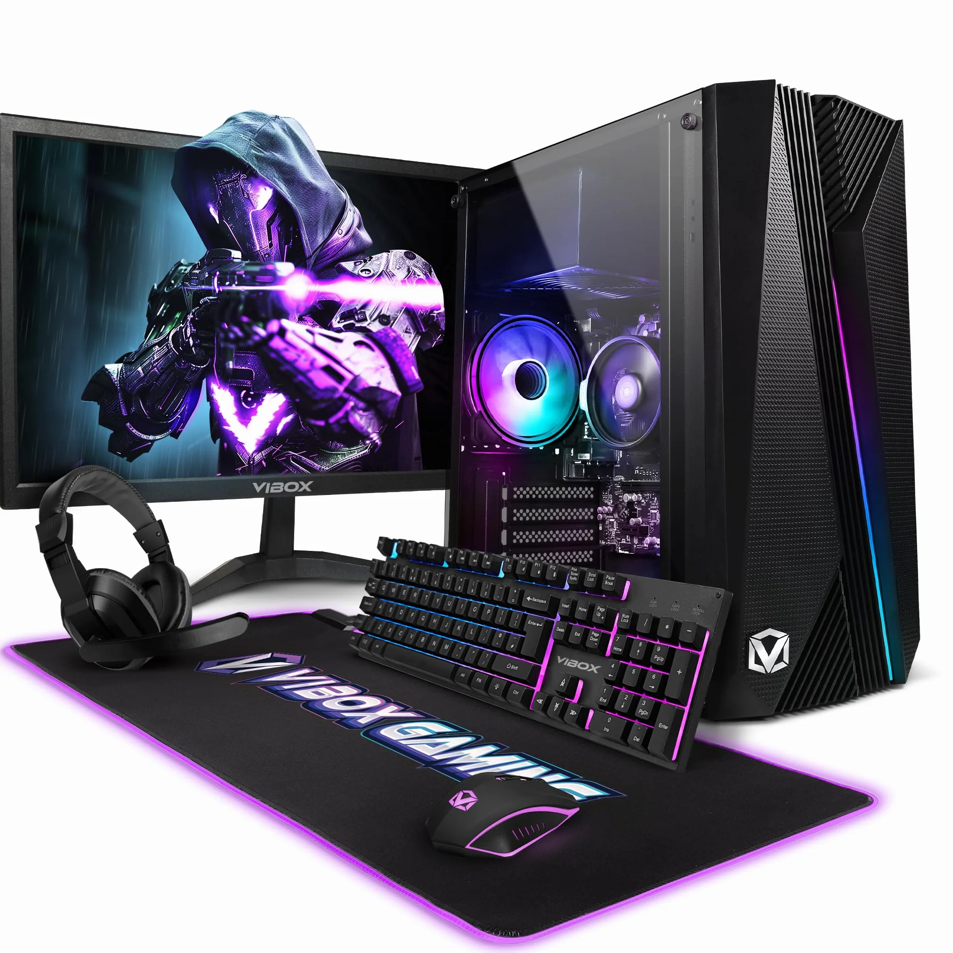 Vibox I-28 PC Gaming Completo • Schermo da 22 pollici • AMD Ryzen 3 3200G 4 cores • Radeon Vega 8 • 16GB RAM • 500GB SSD • Windows 11 • WiFi 6 + Bluetooth 5.4