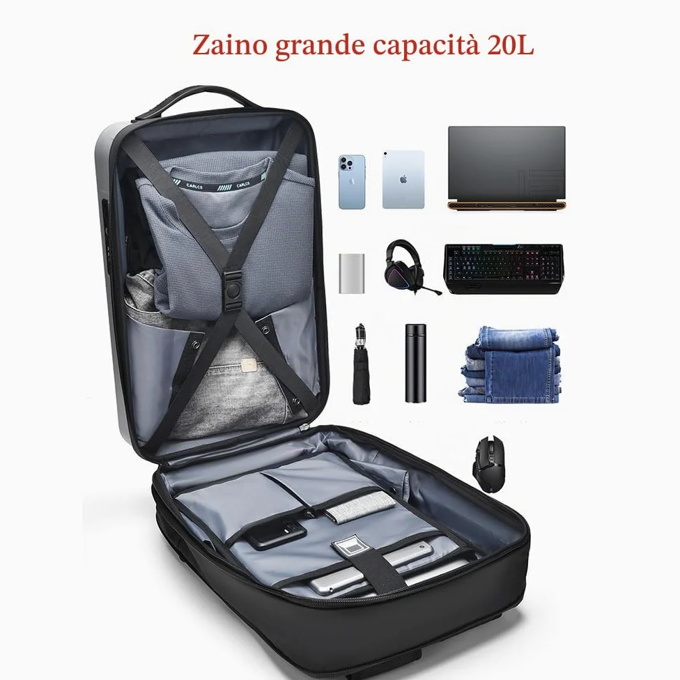 Stile semplice Zaino Porta PC 16 Pollici Impermeabile Zaino espandibile Uomo Lavoro con porta USB Zaino Antifurto Uomo per Uffico Università Scuola Viaggio Business