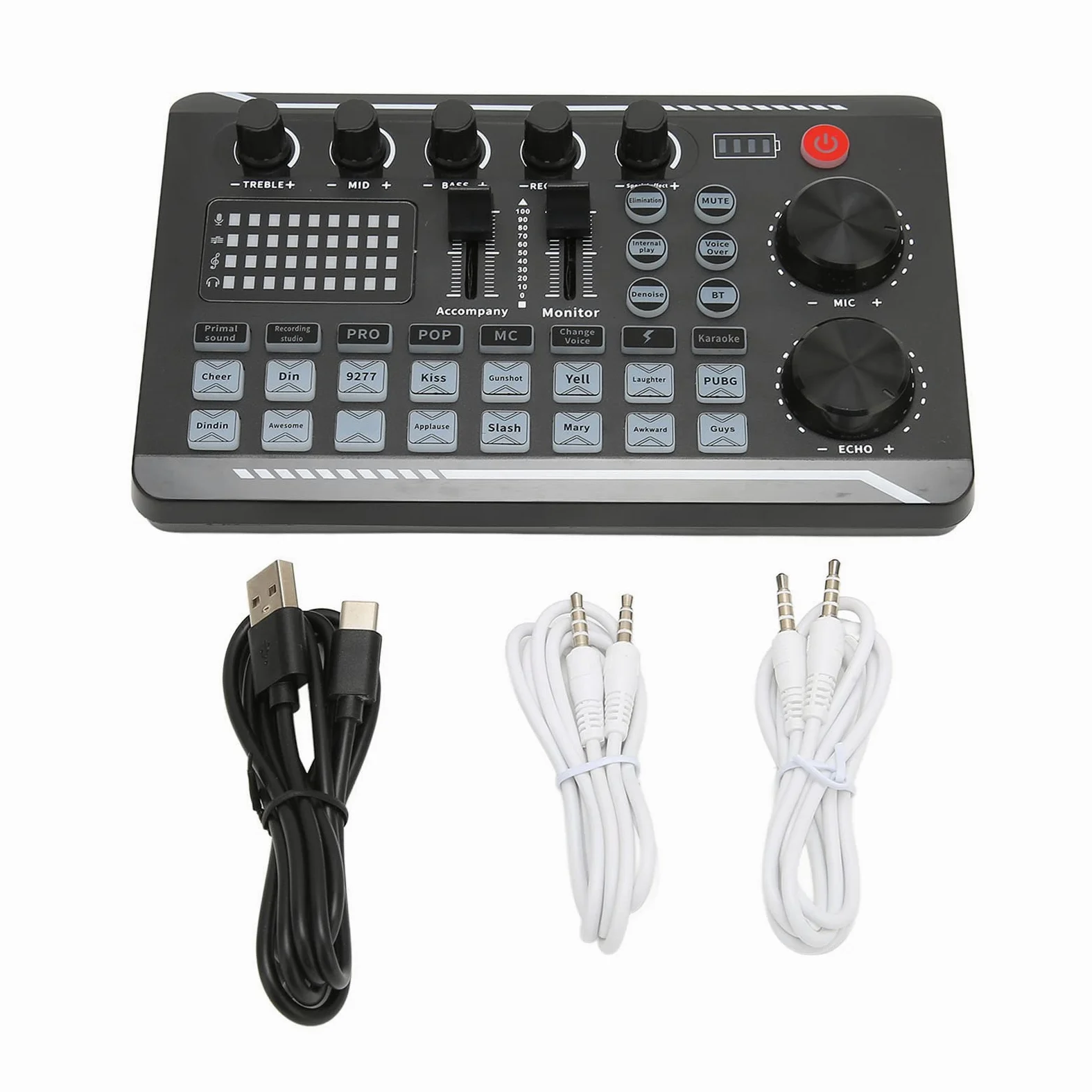 Scheda Mixer Sound, F998 Versione Inglese Professionale Scheda audio esterna Professionale, Miscelatore audio per scheda Effetti Sound Change Voice Scheda audio, con effetti sonori multipli, per la
