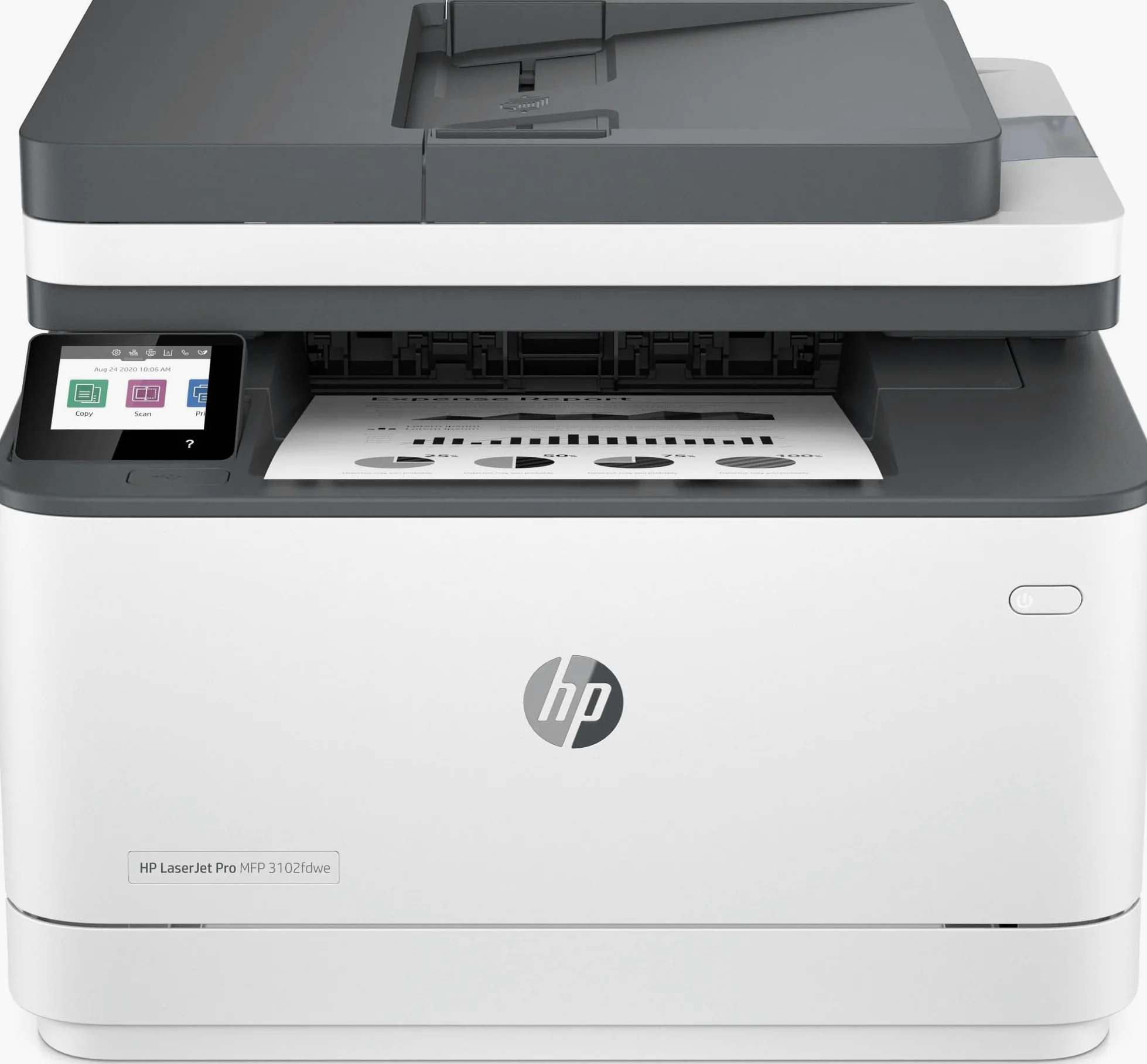 HP LaserJet Pro MFP 3102fdwe 3G630E, Stampante Multifunzione A4, Stampa Fronte e Retro Automatico in b/n, 33 ppm, USB Host, Wi-Fi, Ethernet, Fax, ADF, Smart, Bianca