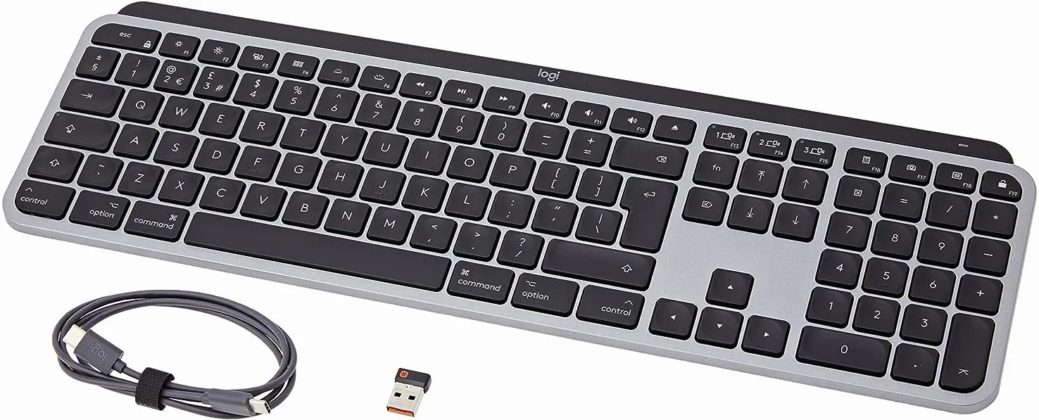 Logitech MX Keys for Mac - Tastiera wireless avanzata illuminata, Layout Inglese QWERTY - Grigio