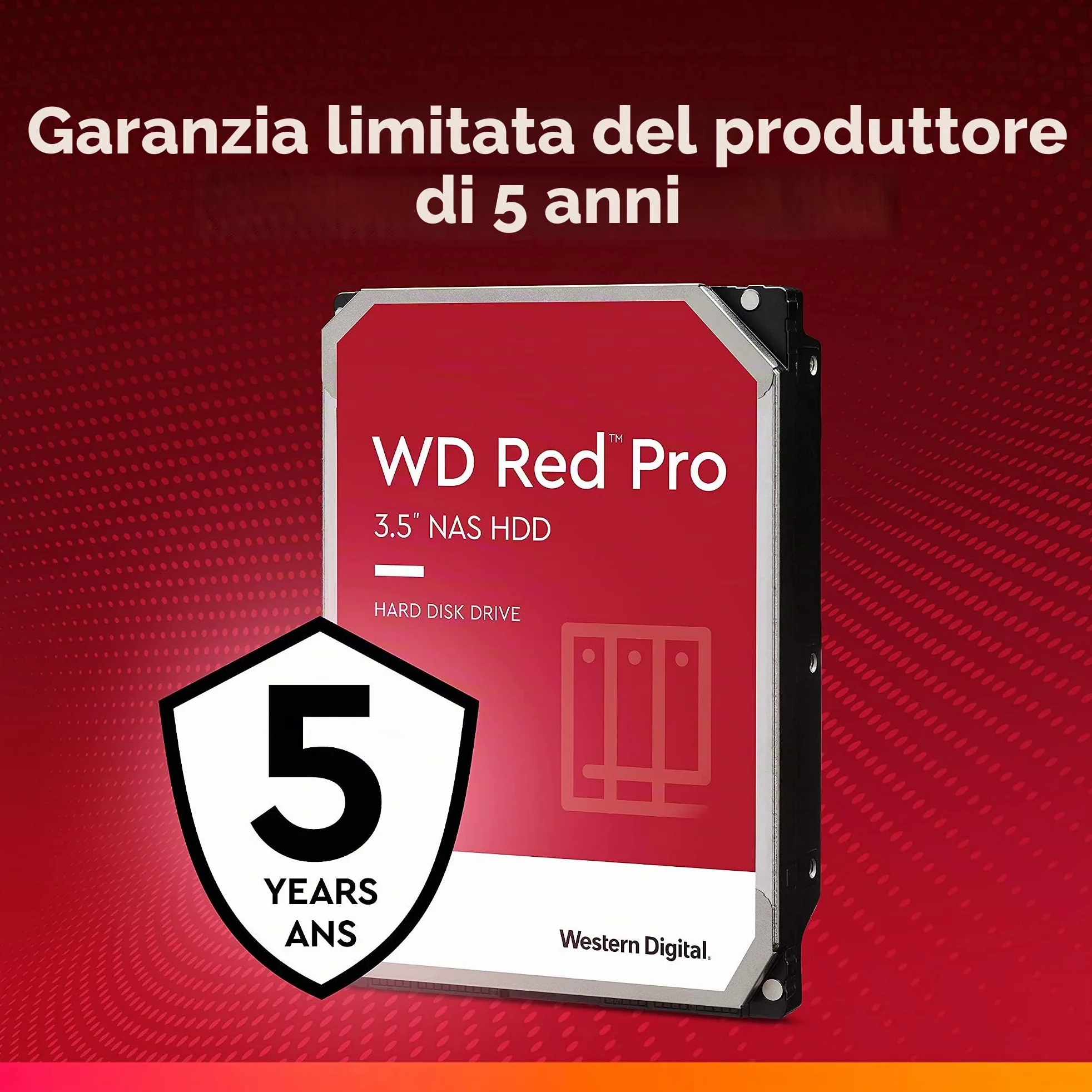 Western Digital WD Red Pro NAS 3.5" Disco Rigido Interno - Classe 7.200 RPM, SATA 6 GB/S, CMR, Cache 512 MB, 14 TB