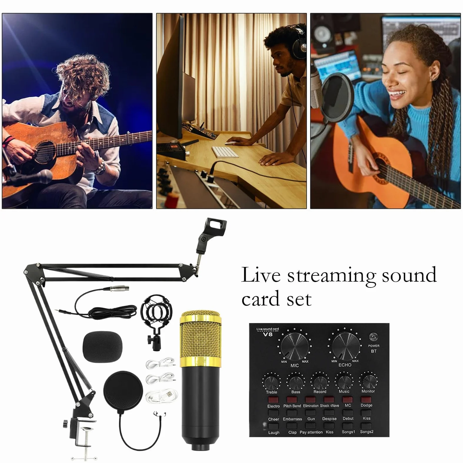Attrezzatura Da Studio Di Registrazione Set scheda audio live streaming, | Multiuso Per Registrazione In Studio, Video Live, Podcast, Cantanti, Doppiatori
