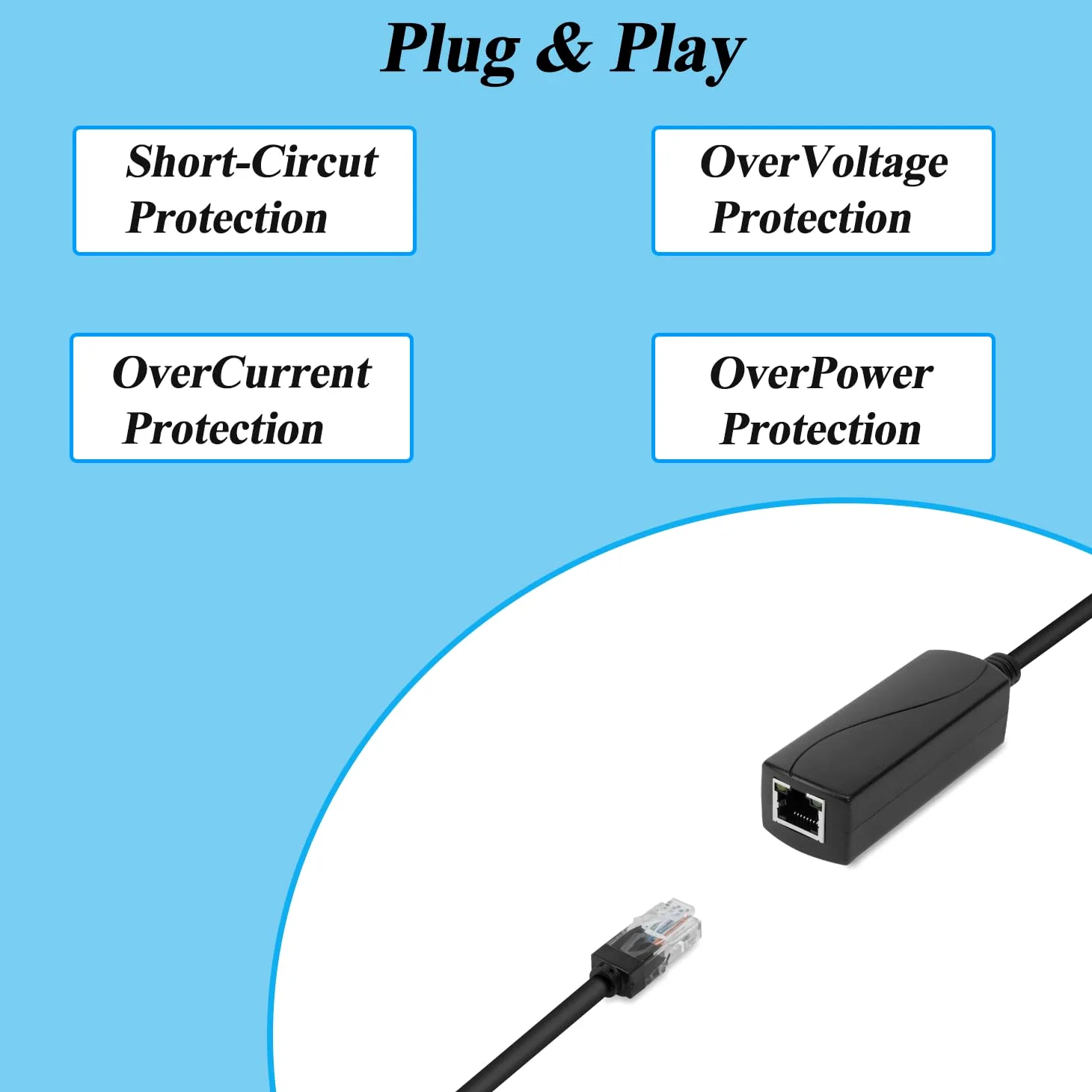 Convertitore PoE 48V a 24V PoE, uscita porta RJ45 24V/1A, 24W max, IEEE802.3 af/at, adattatore PoE passivo per dispositivi di alimentazione passiva 24V, Plug and Play (PS5724AT-RJ)