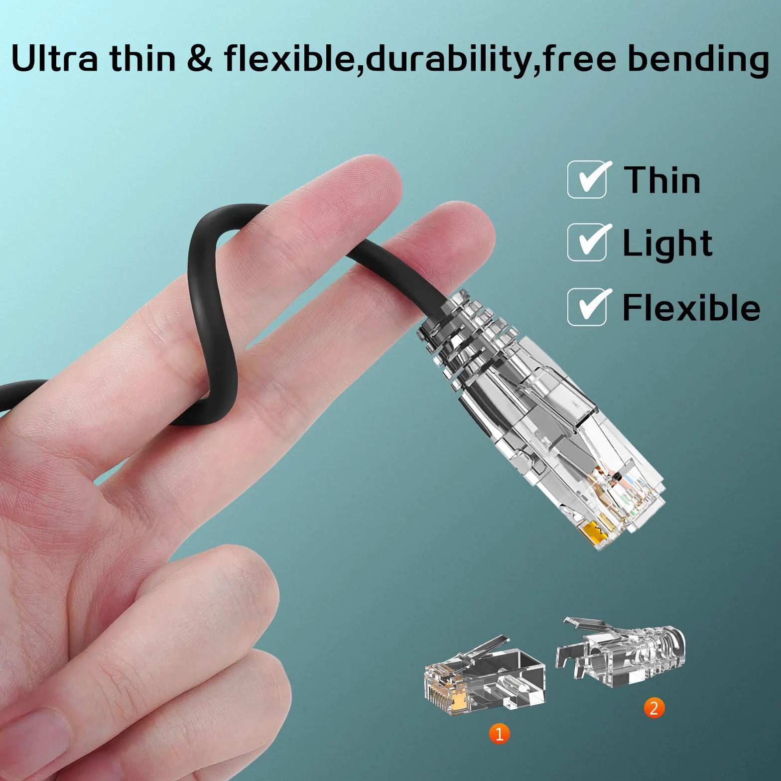 Ercielook Cavo patch Cat6a 0,25 m (12 unità) - Cavo di rete Cat6a ad alta velocità 10 Gbps 550 MHz, cavo Ethernet corto in rame puro 28 AWG per pannello patch/cabinet di rete