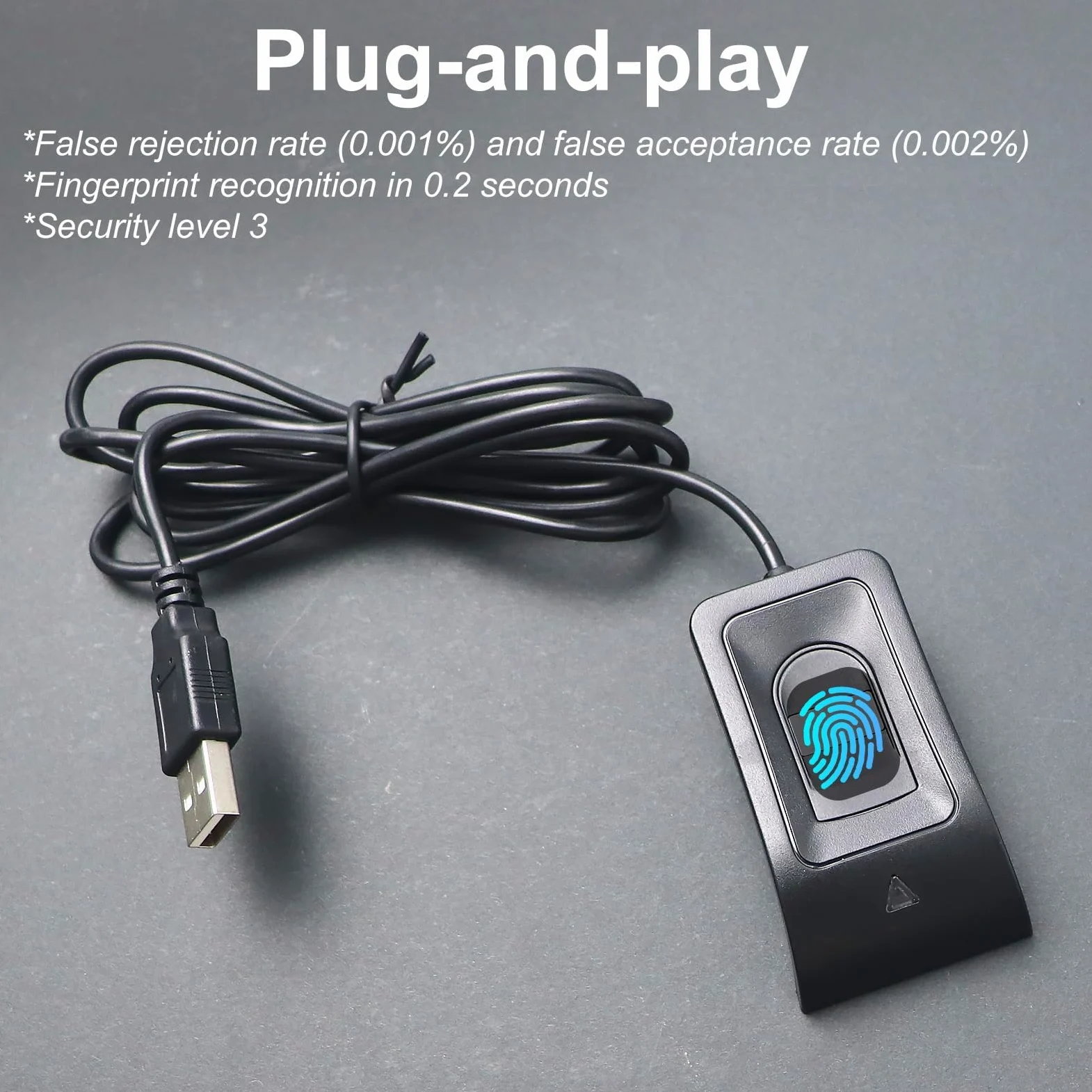 JIANBOLAND Lettore di impronte digitali USB per Windows10/11, installazione automatica del driver plug-and-play Windows Hello con cavo di prolunga da 1,5 m, funzionamento senza password di Windows