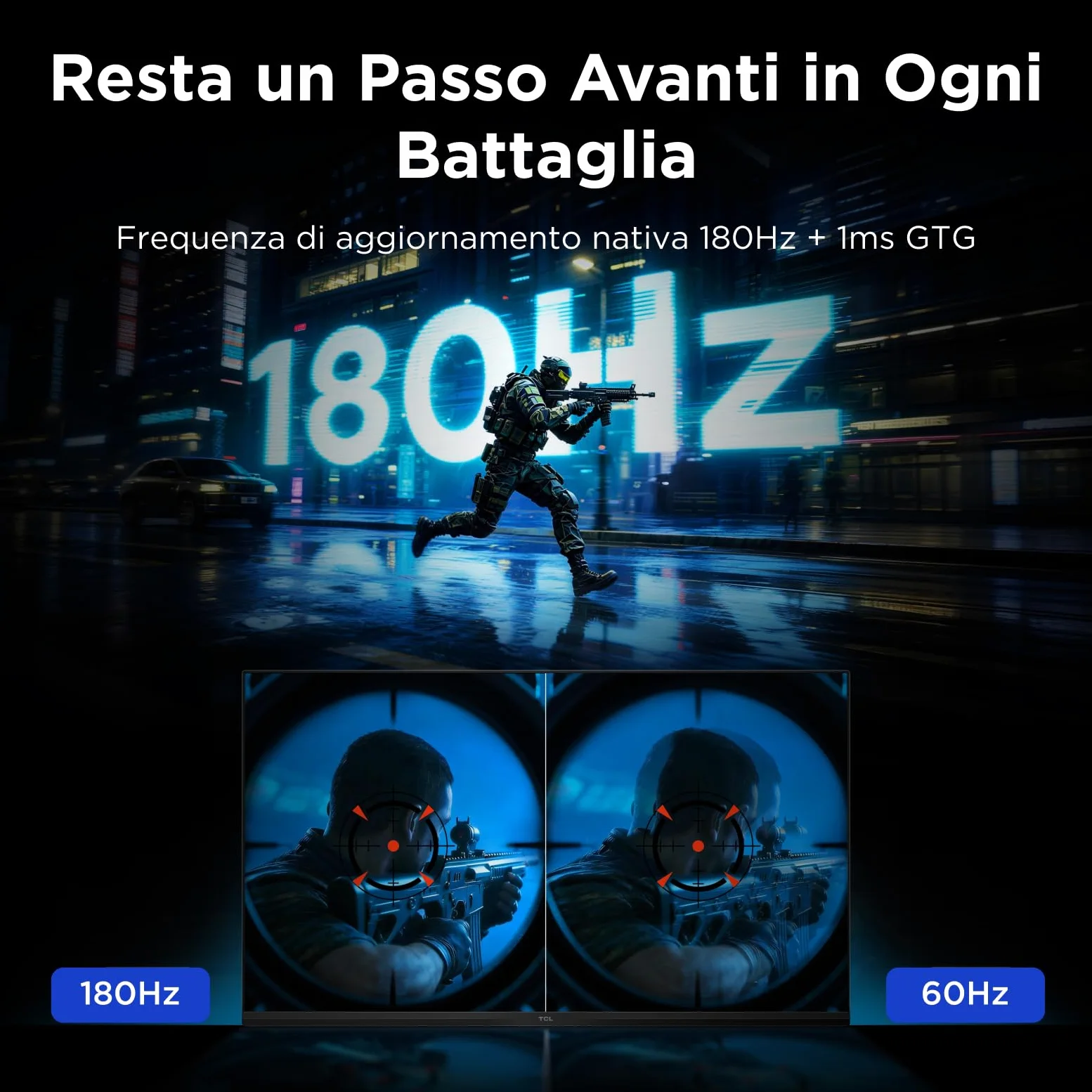TCL 27G64 Gaming Monitor LED QD Mini da 27 polliciitem namerisoluzione QHD,180 Hz,parnello Fast HVA,HDR 600 nit, tempo dirisposta GTG di 1ms, compatibilità AMD Freesymc, G-Sync