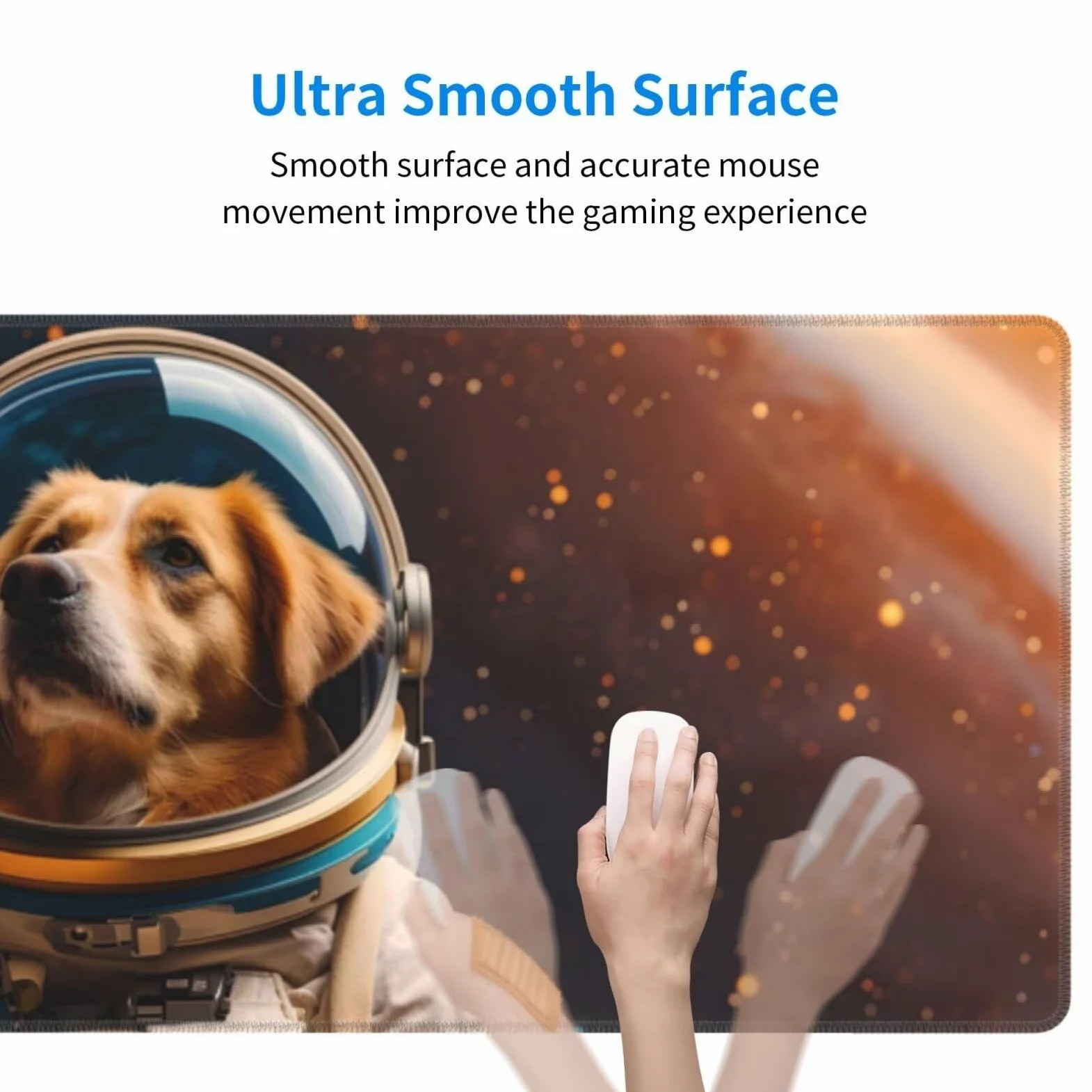 Tappetino Mouse, Tappetino Mouse Gaming Grande XXL 1500x800x3mm Tappetino Scrivania Mouse Pad, Base in Gomma Antiscivolo, Bordi Cuciti,Lavabile, Mousepad per Ufficio e Gaming (Space Dog) R-736