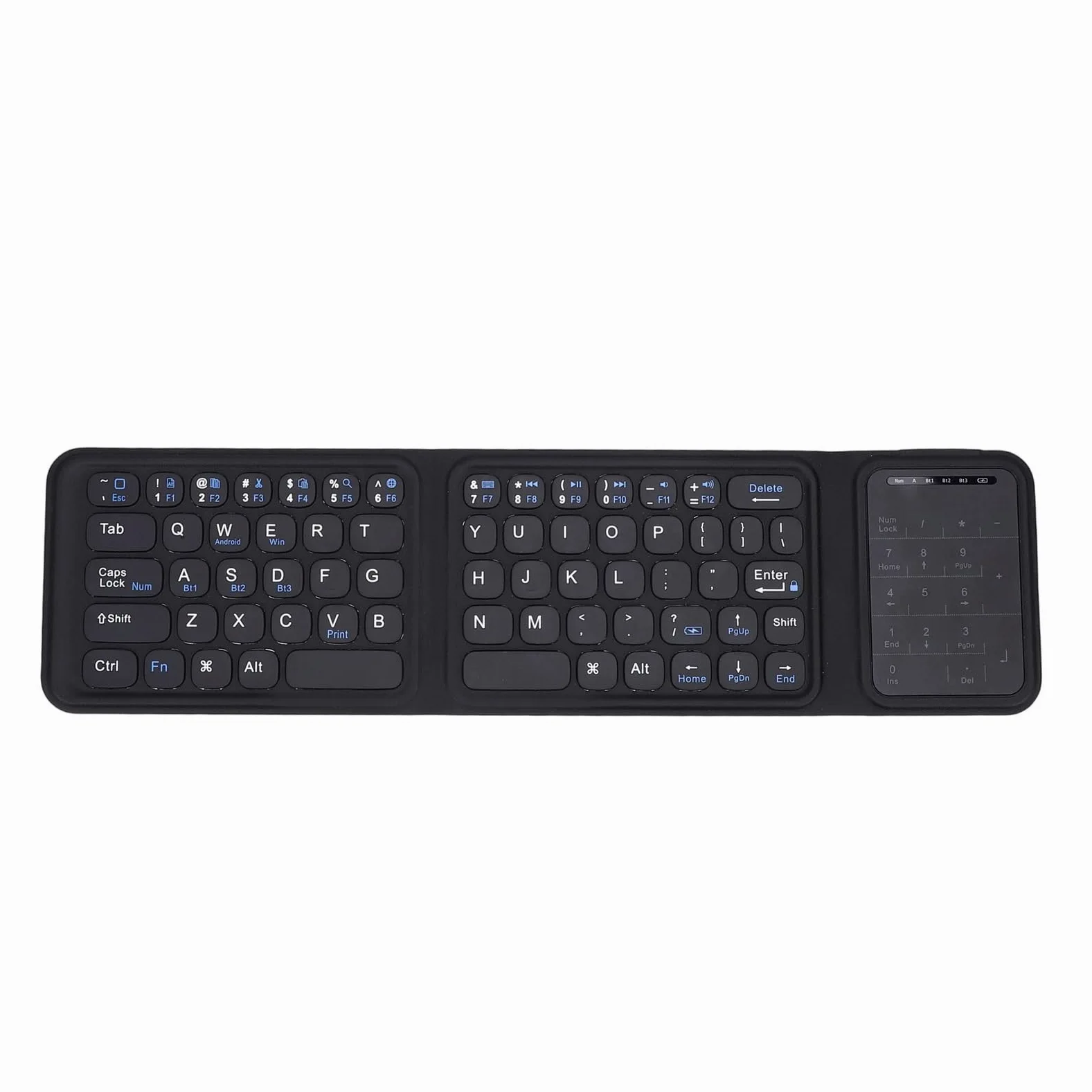 Zunate Tastiera Pieghevole Tascabile, Tasti a Grandezza Naturale da 65 Tasti Tastiera Pieghevole Ultra Sottile a 3 Pieghe con Touchpad Grande Trackpad Portatile da Viaggio per Tablet