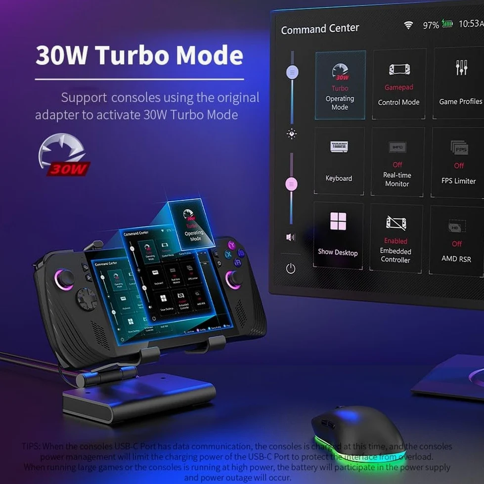 Docking station con ventole di raffreddamento per console portatili | HDMI 4K a 144Hz | Ricarica rapida 85W | Gigabit Ethernet | Hub USB 3.1 | Compatibile con Ally-X| Deck| Per (nero)