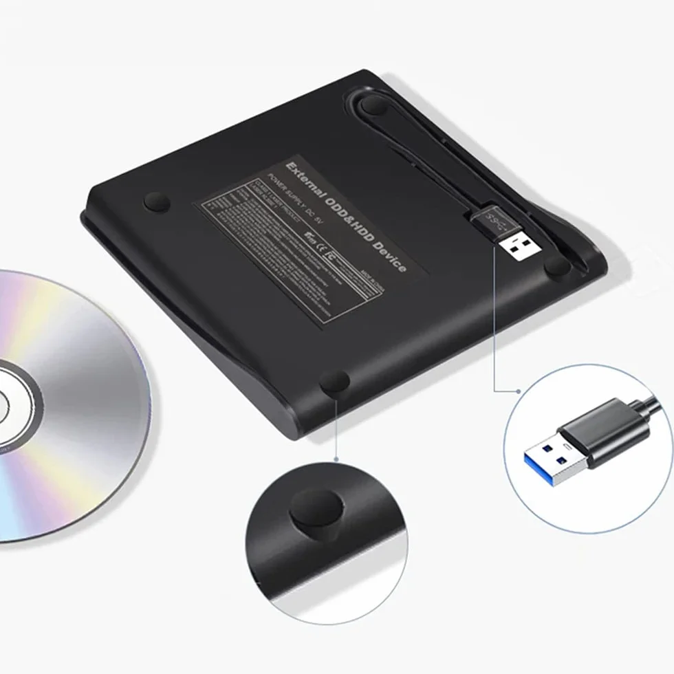 Retoo External DVD Drive USB 3.0 Type-C CD DVD +/-RW Optical Drive USB C Burner Slim CD/DVD ROM Rewriter Writer Reader Portable for PC Laptop Desktop MacBook Mac Windows 7 8.1 10 Linux OS Appl