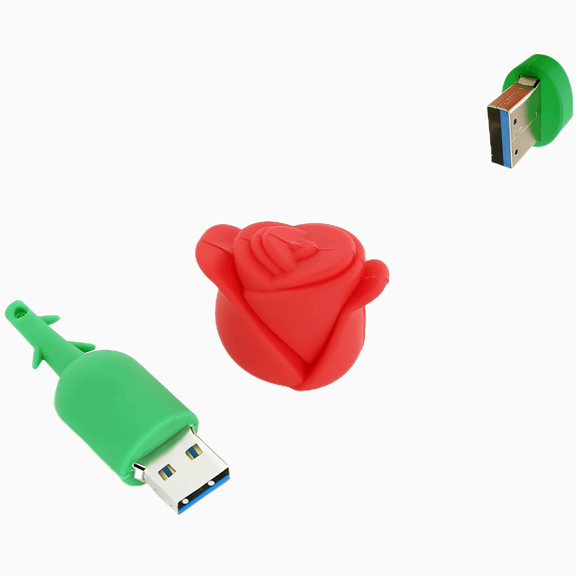 Chiavetta USB 3.0 Flash Drive, 128 GB, a forma di fiore rosso, ad alta velocità di trasferimento