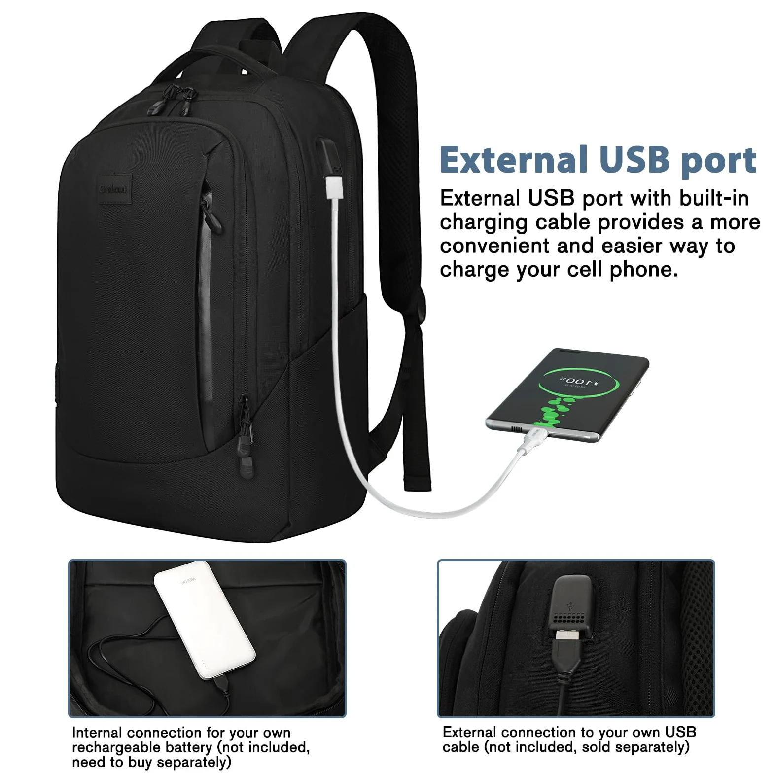 Goloni Zaino leggero e casual per computer portatile, borsa da viaggio classica, con porta di ricarica USB, per uomini e donne