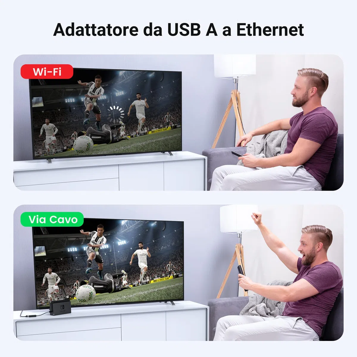 UGREEN Adattatore USB a Ethernet RJ45, Convertitore di Red Lan 100Mbps per Console Switch, XiaoMi Mi Box S/3, Macbook Pro/Air, Chromecast (Nero)