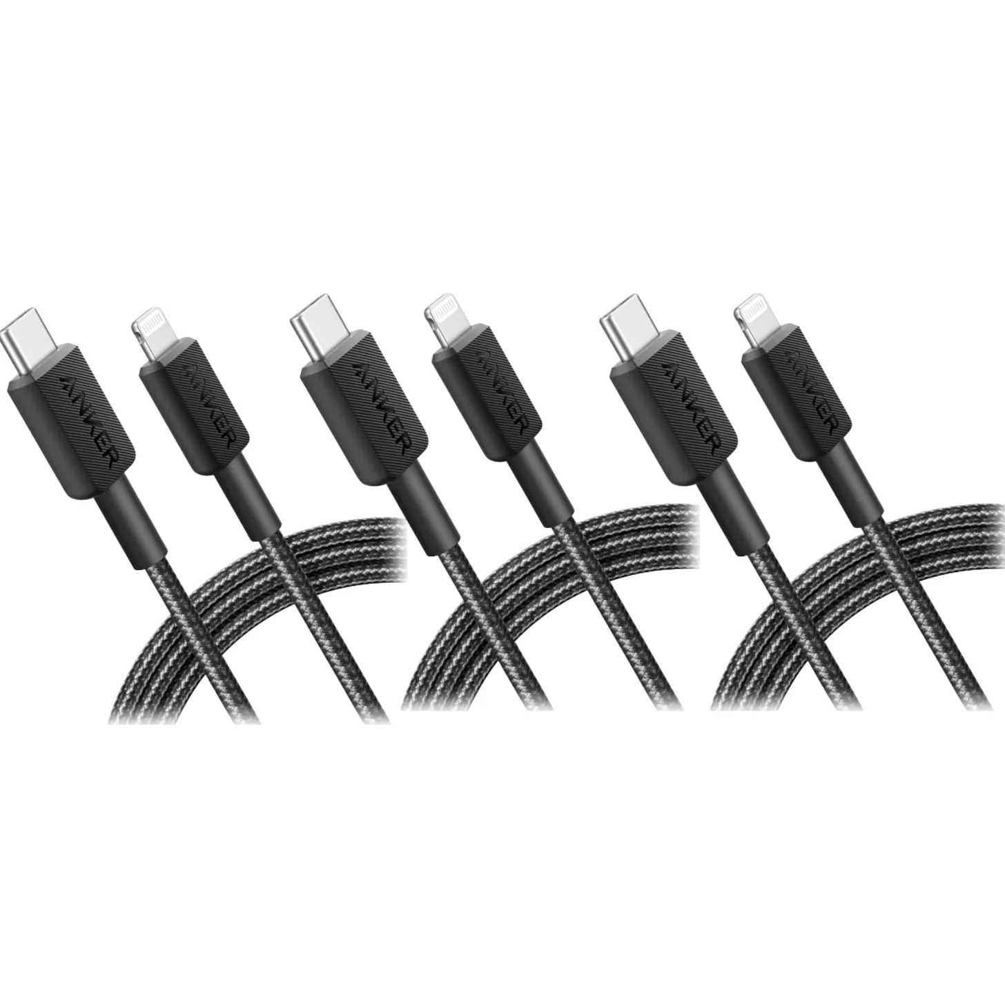 Anker 322 USB-C a Lightning cavo intrecciato MFi certificato iPhone cavo di ricarica per iPhone 15, 14, 13, 12, 11, iPad, AirPods, durevole cavo di ricarica rapida e sincronizzazione dati lungo - nero