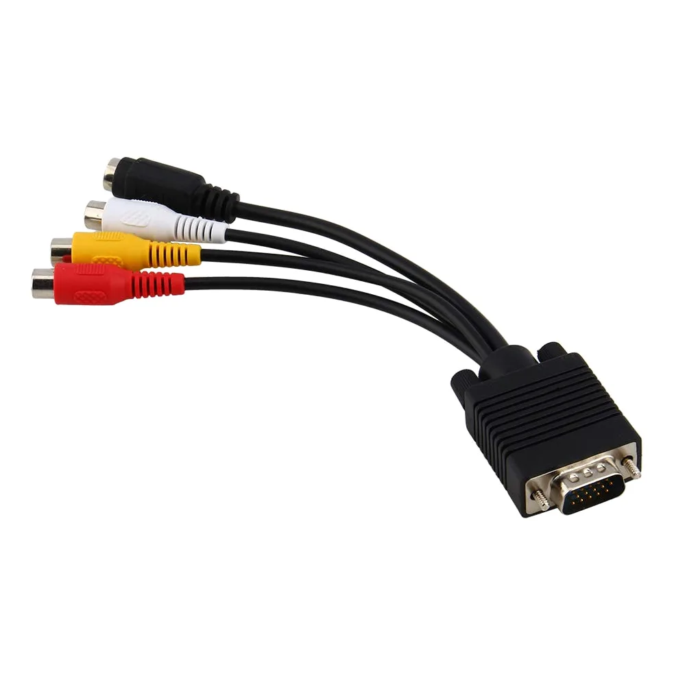 PUSOKEI Ad alte prestazioni VGA SVGA a S-video 3 AV TV Adattatore convertitore connettore cavo per PC portatile