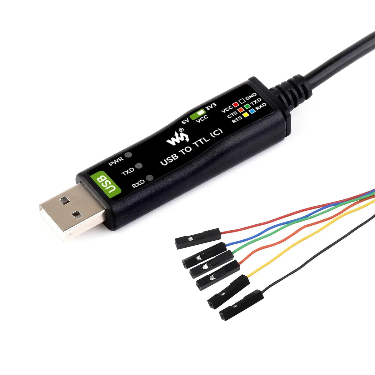 Waveshare Industrial USB TO TTL (C) 6pin Serial Cable FT232RNL Chip Multi Protection Circuits Hardware Flow Control