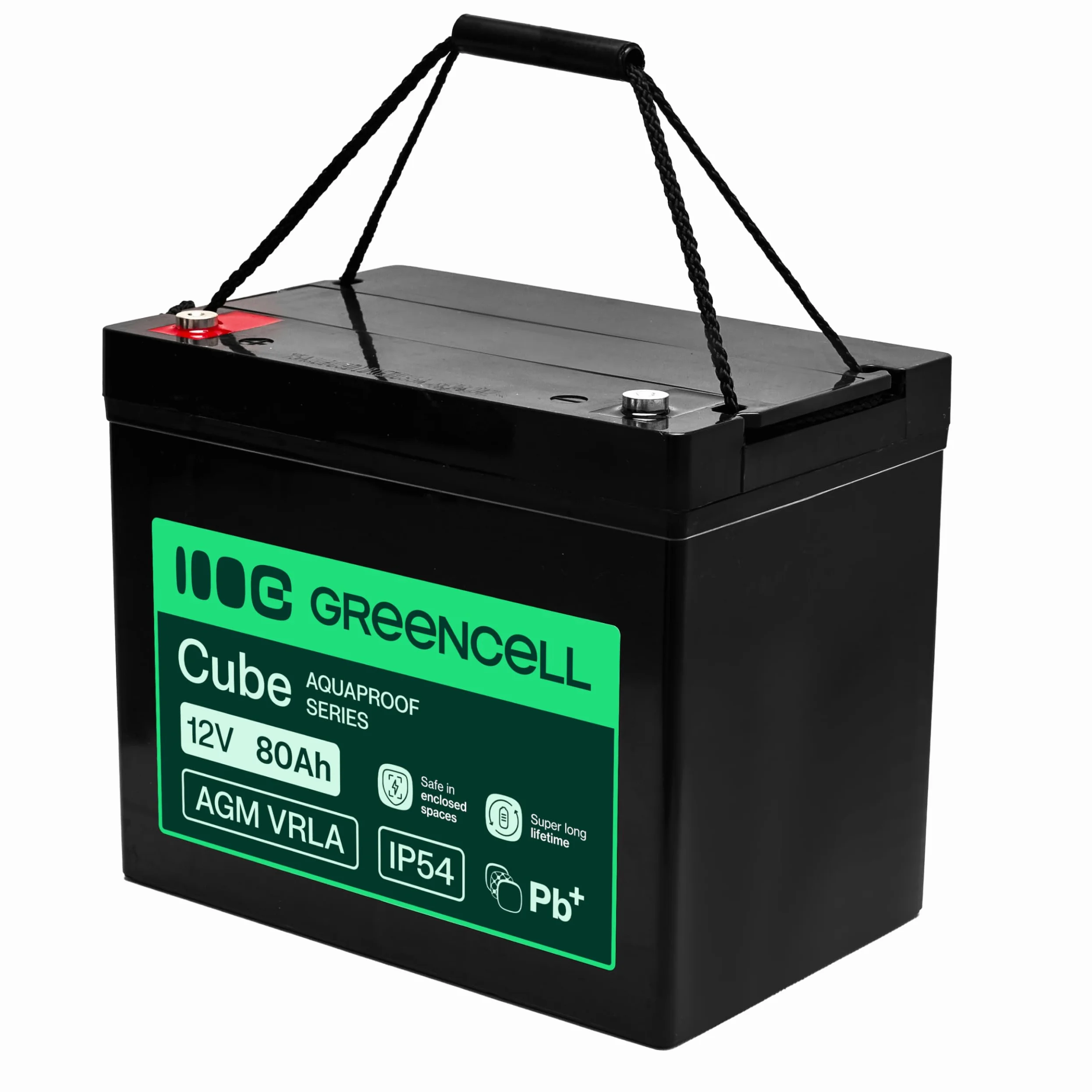 Greencell AGM VRLA 12 V 80 Ah - Batteria gel senza manutenzione per UPS, campeggiatori, sistemi di allarme, alimentazione di emergenza e applicazioni industriali, durevole, protezione IP54, alte