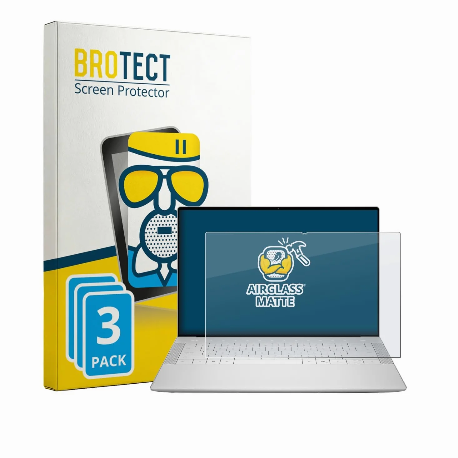 brotect 3 Pezzi Pellicola Vetro per Dell XPS 14 DA14250 | Opaca Protezione Schermo Made in Germany, Anti-Riflesso Durezza 9H Anti-Graffio