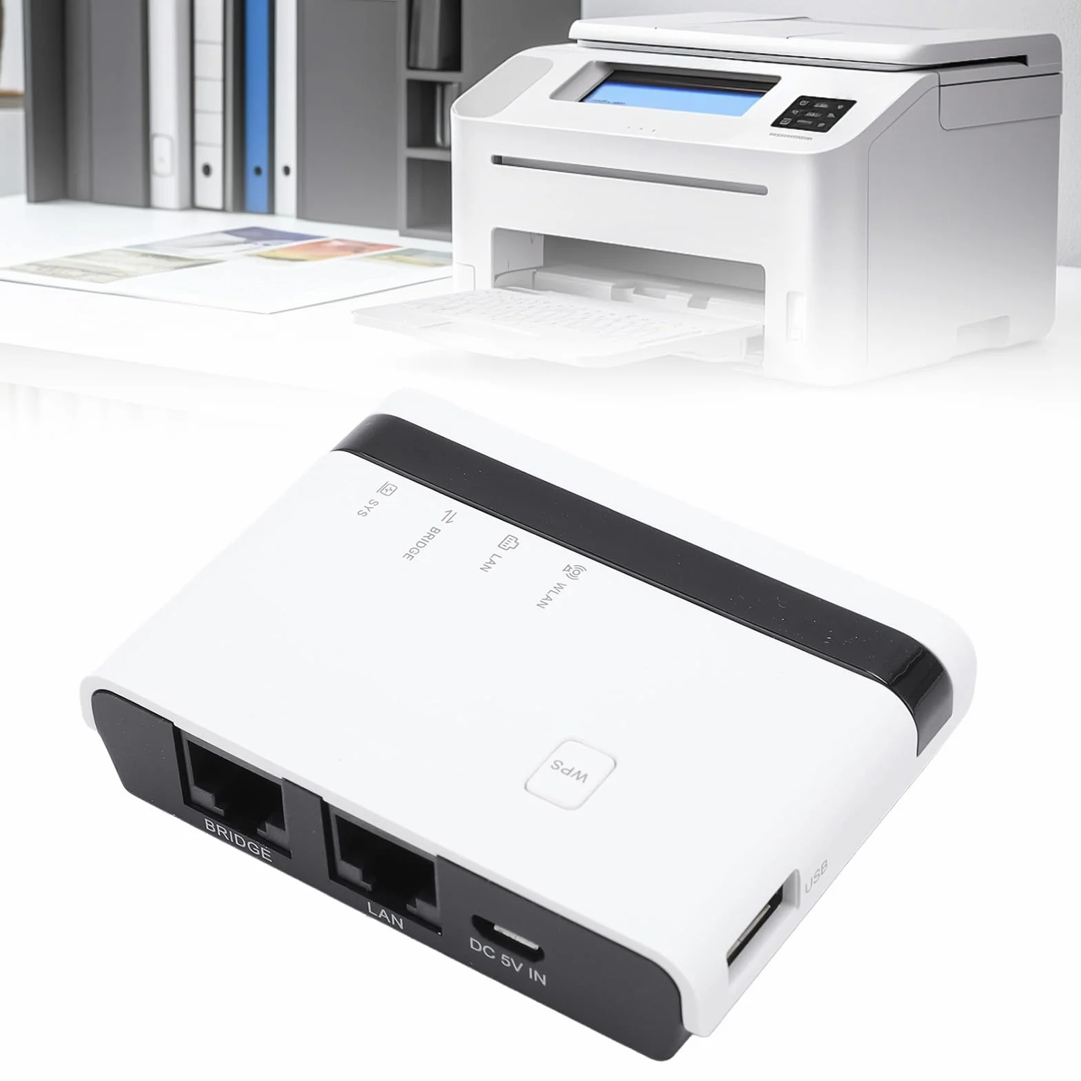 Server di Stampa USB con Server di Stampa Wireless LAN con Bridge LAN da 10/100 Mbps per 4 Stampanti Compatibili con Wins Mac OS X Easy Imposta (Unione Europea)