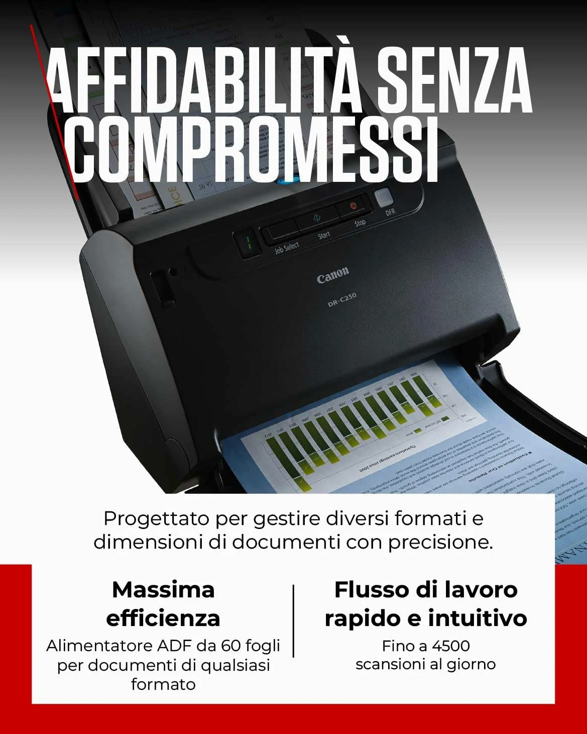 Canon Scanner per Documenti imageFORMULA DR-C225II | Scanner Fronte-Retro con USB per Casa e Ufficio | Fino a 25 Pagine al Minuto | Software CaptureOnTouch | Supporto OCR e Scansione su Cloud